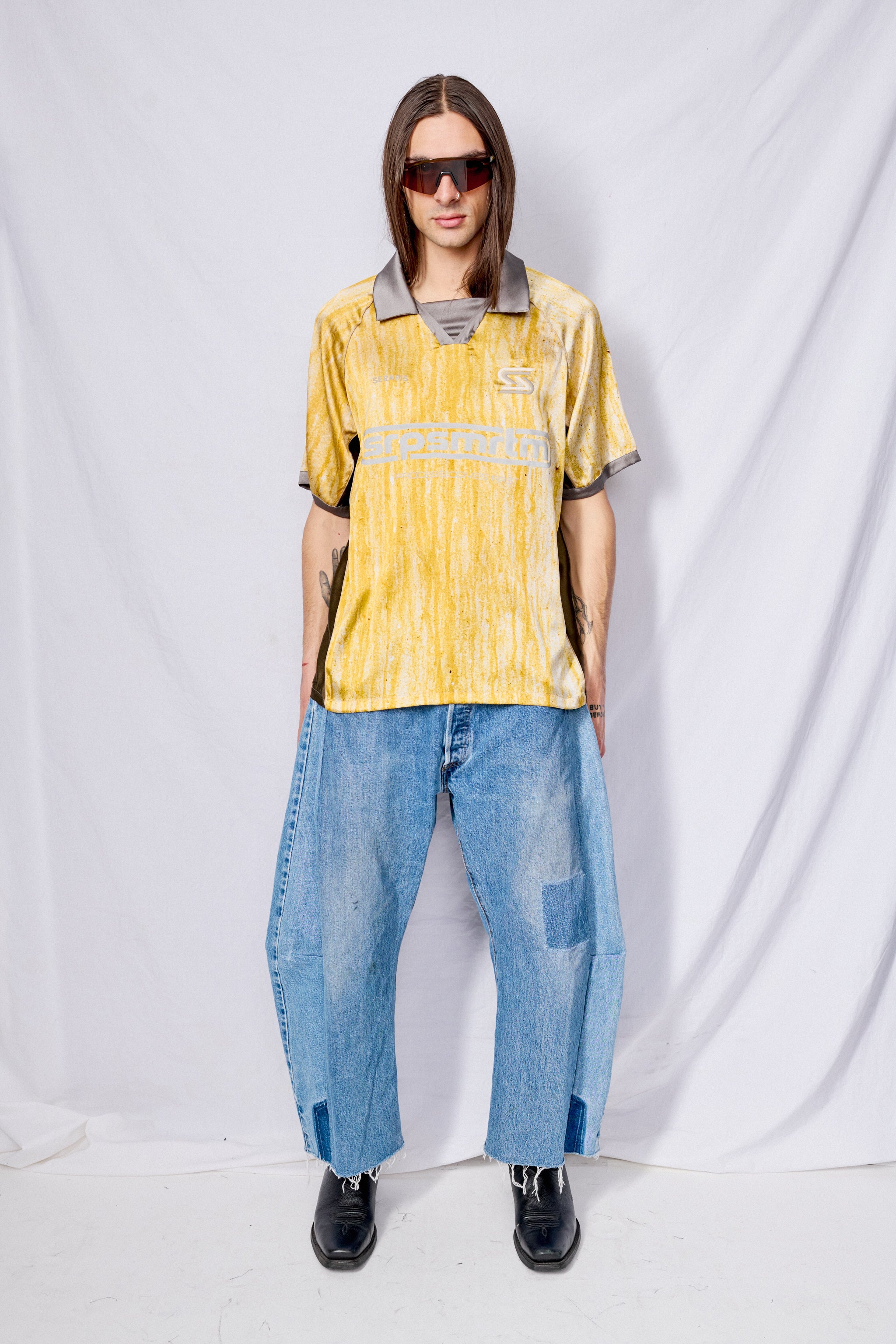 Cream Yellow Drips Short Sleeve