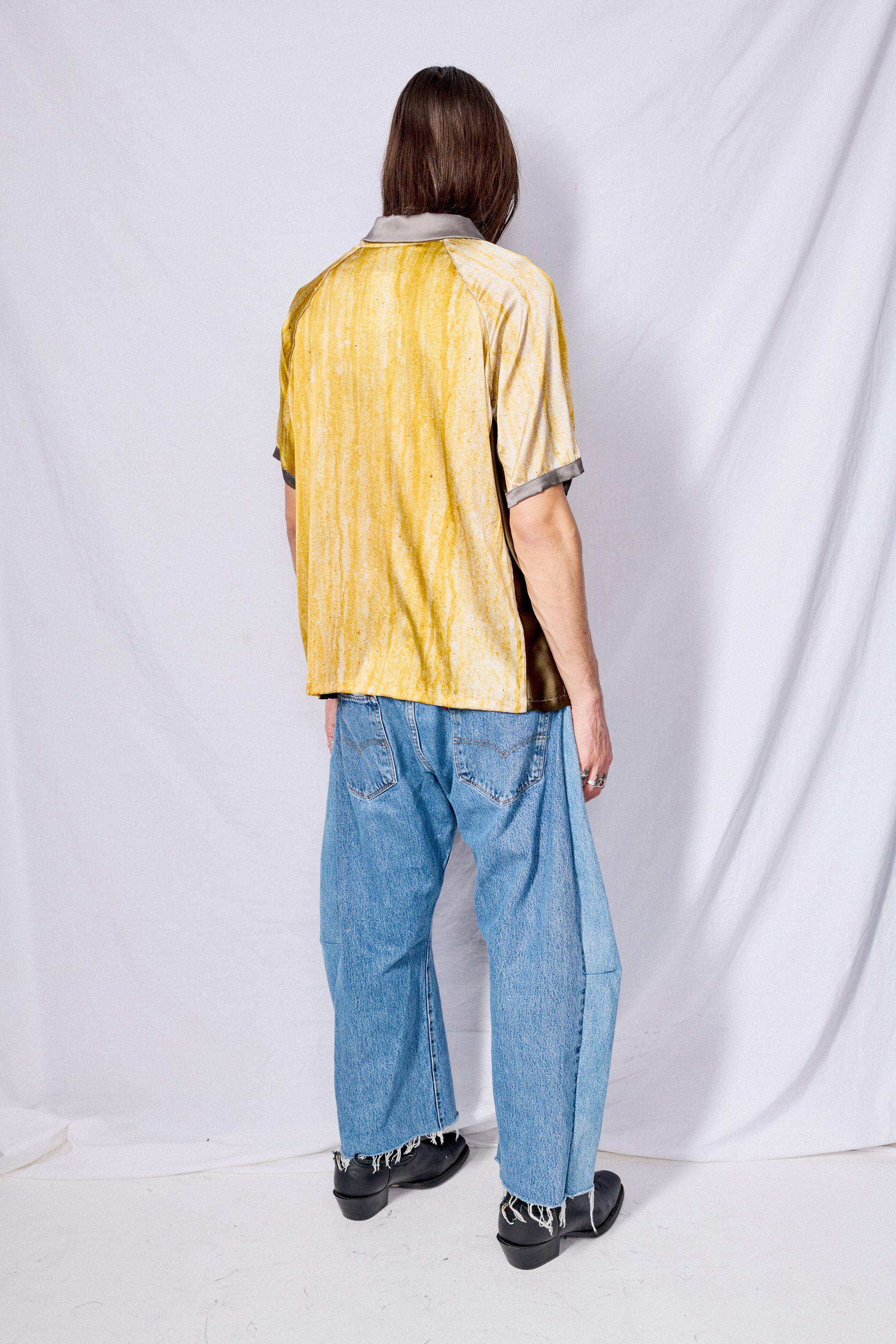 Cream Yellow Drips Short Sleeve