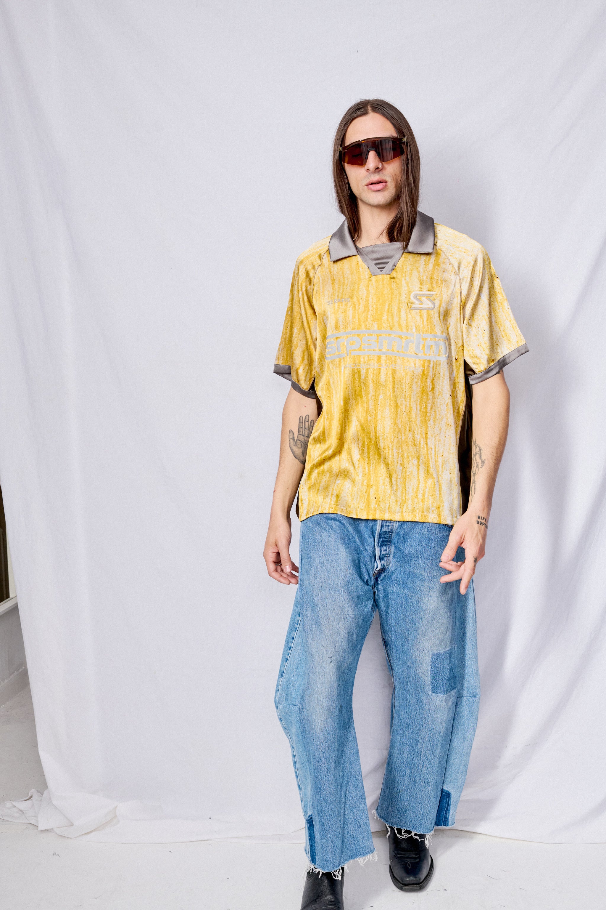 Cream Yellow Drips Short Sleeve