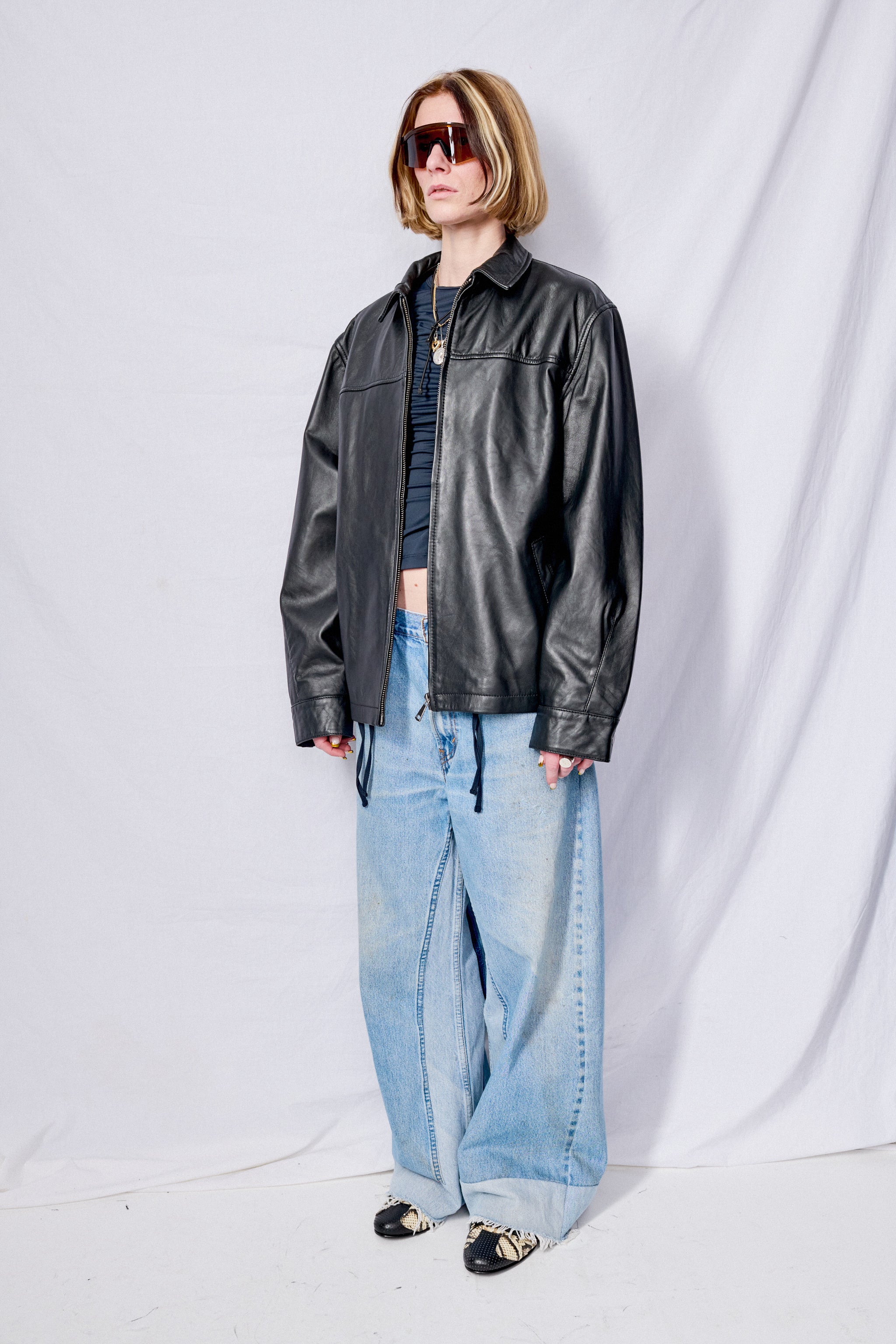 Black Leather Zip Jacket