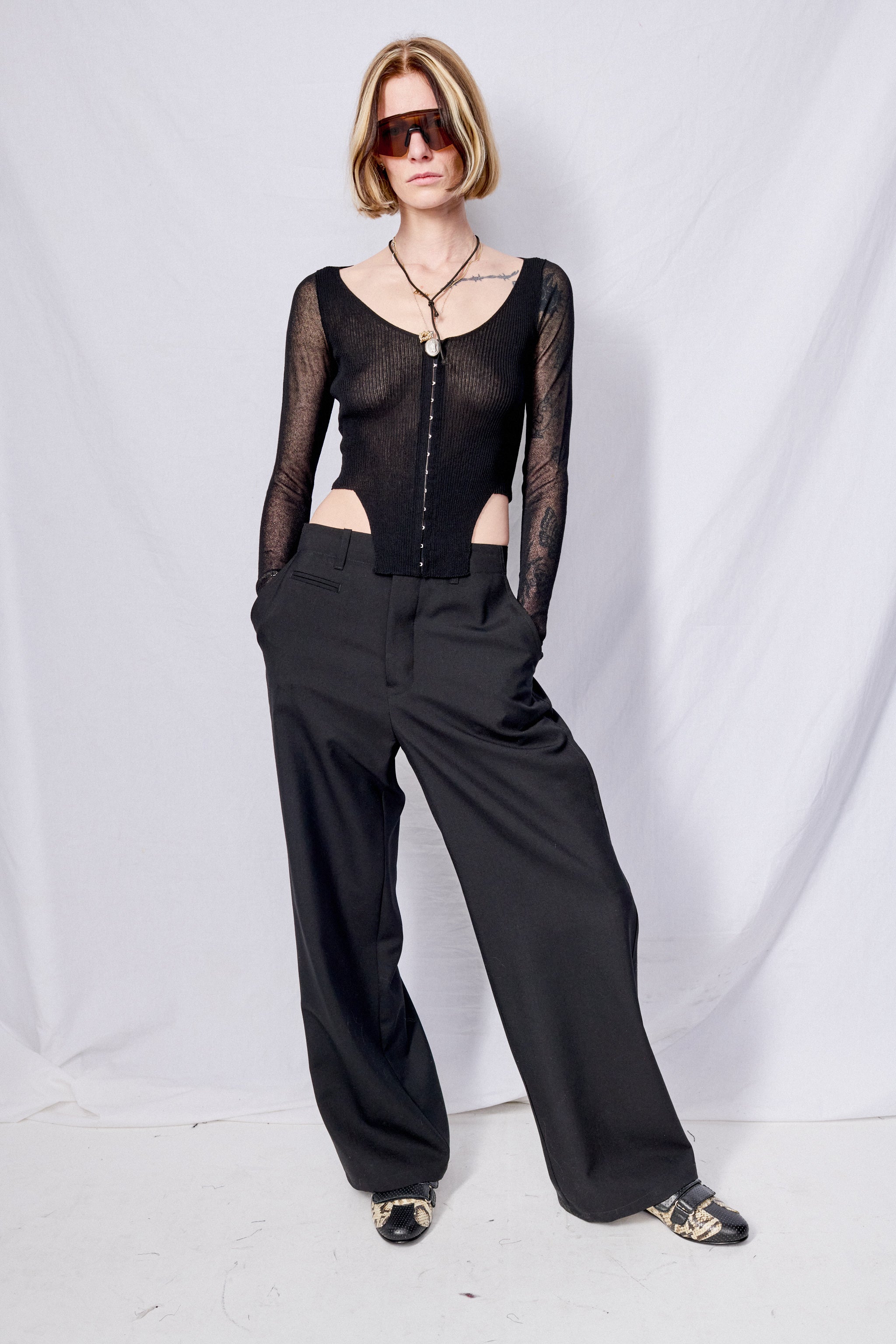 Onyx Hook & Eye Knit Top