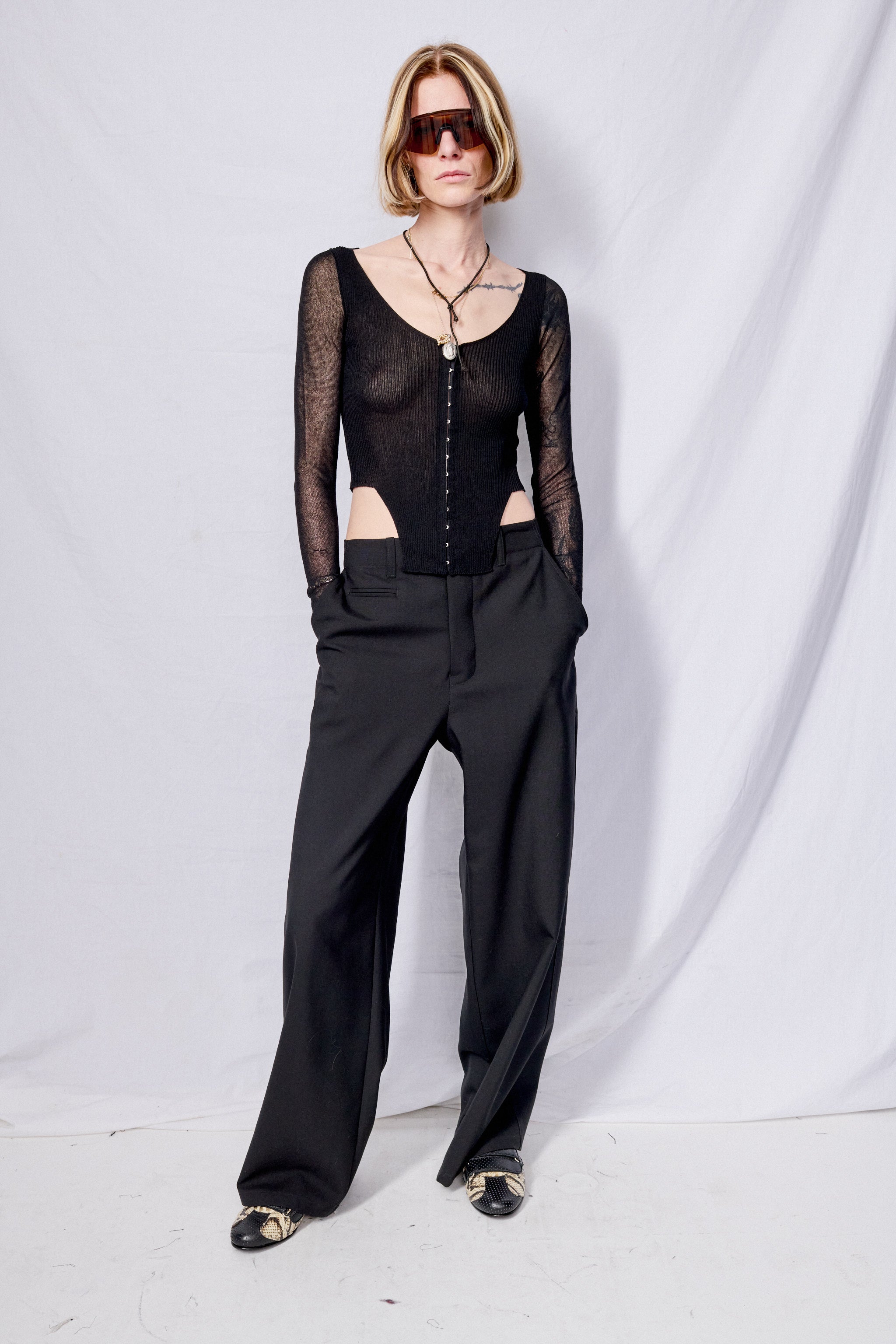 Onyx Hook & Eye Knit Top