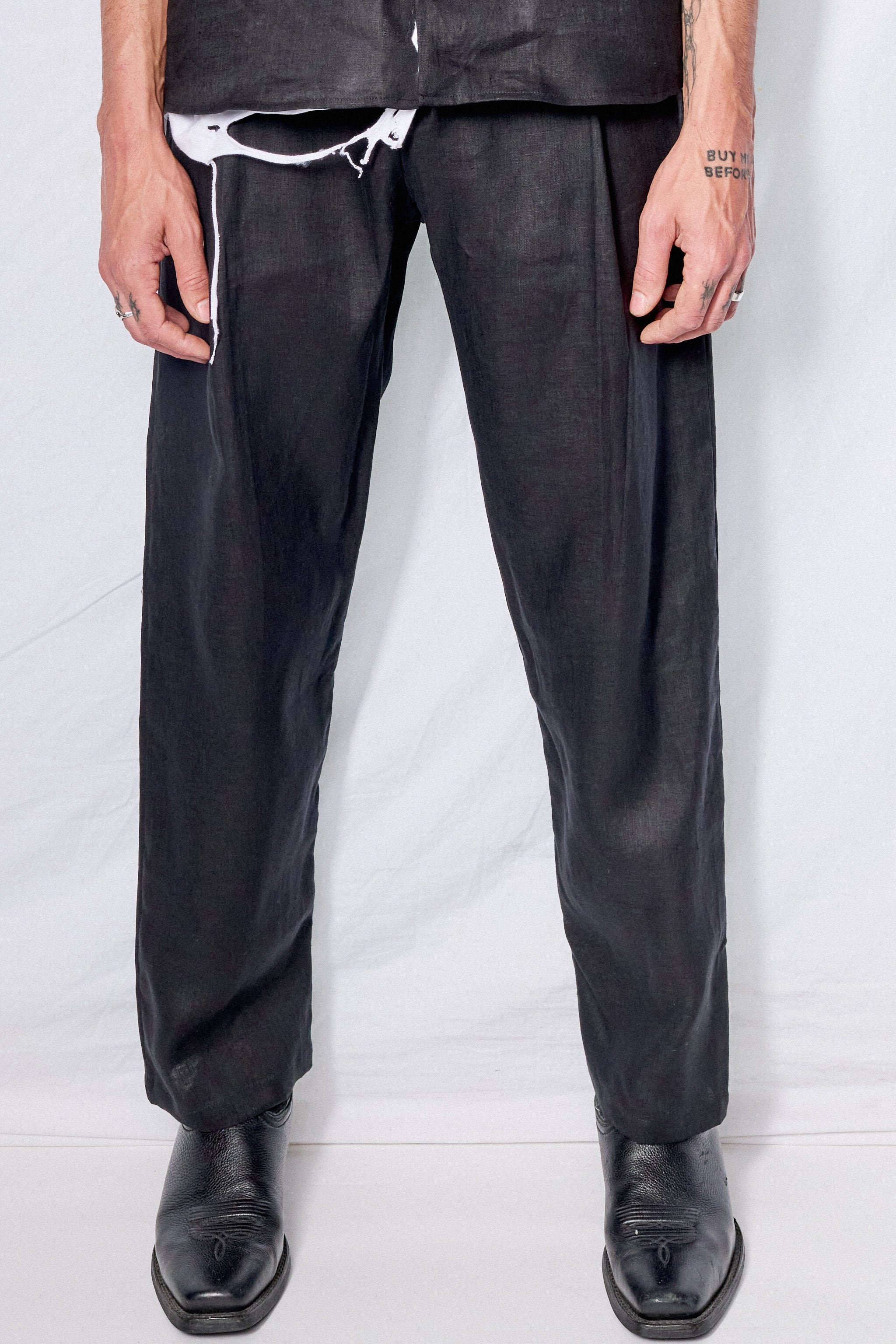 Black Linen Rico Pants