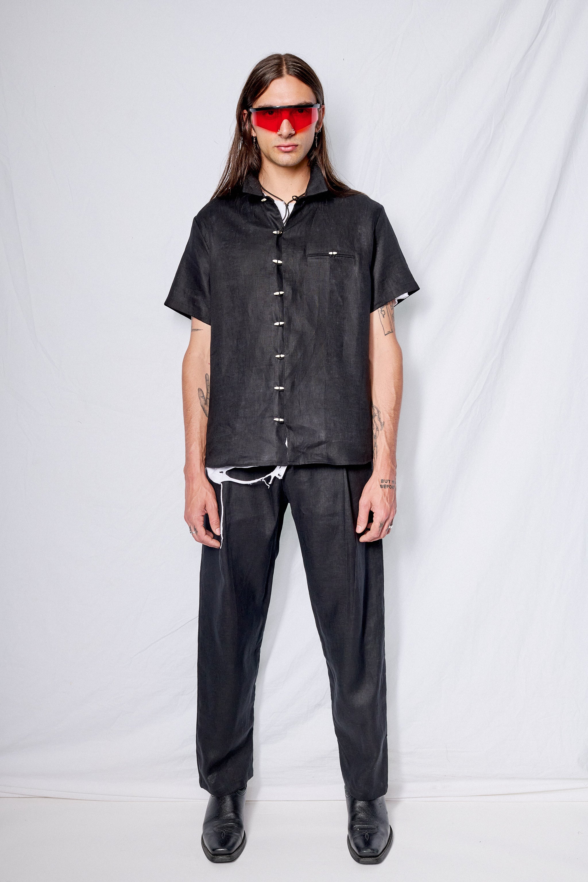 Black Linen Rico Pants