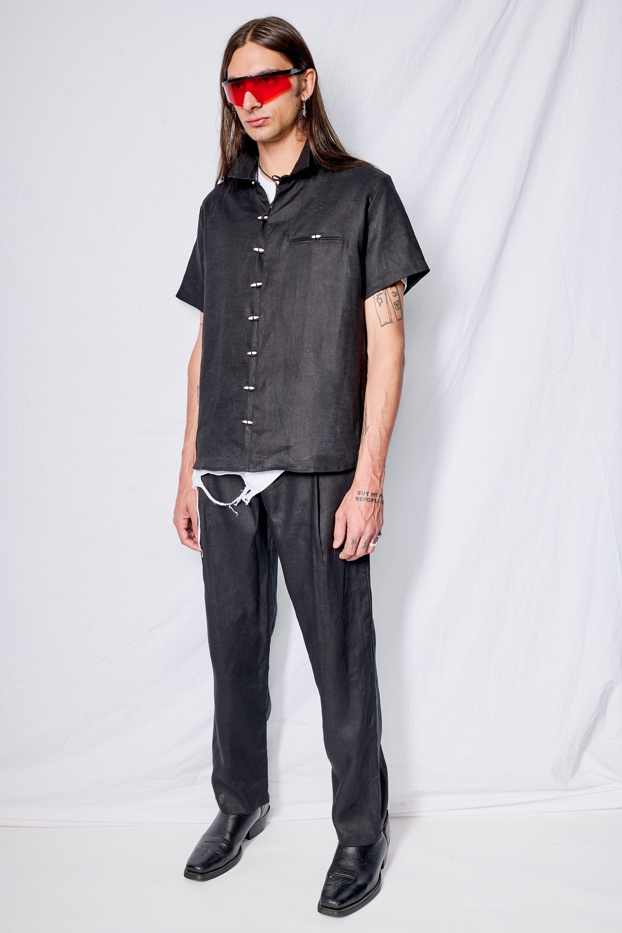 Black Linen Rico Pants