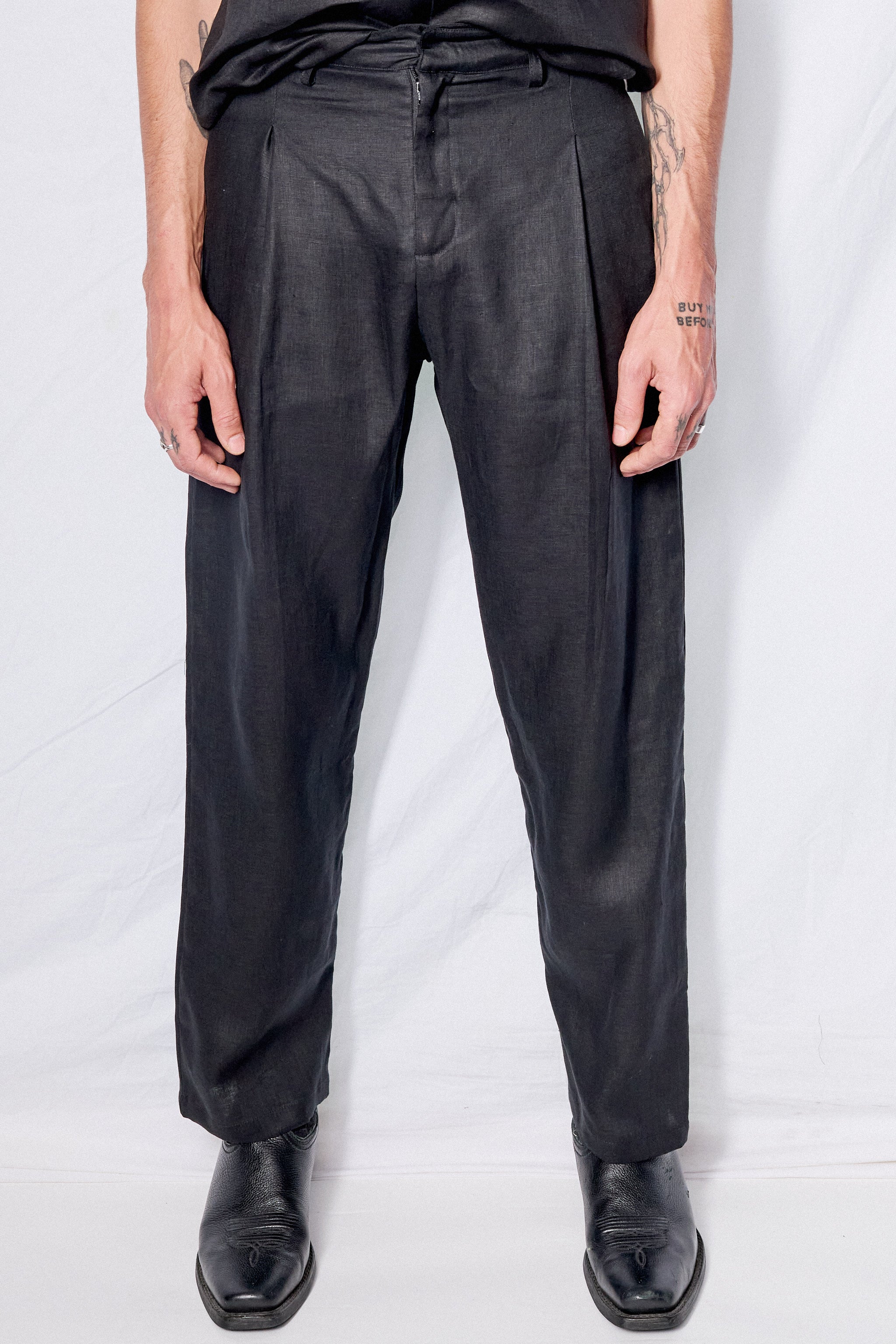 Black Linen Rico Pants