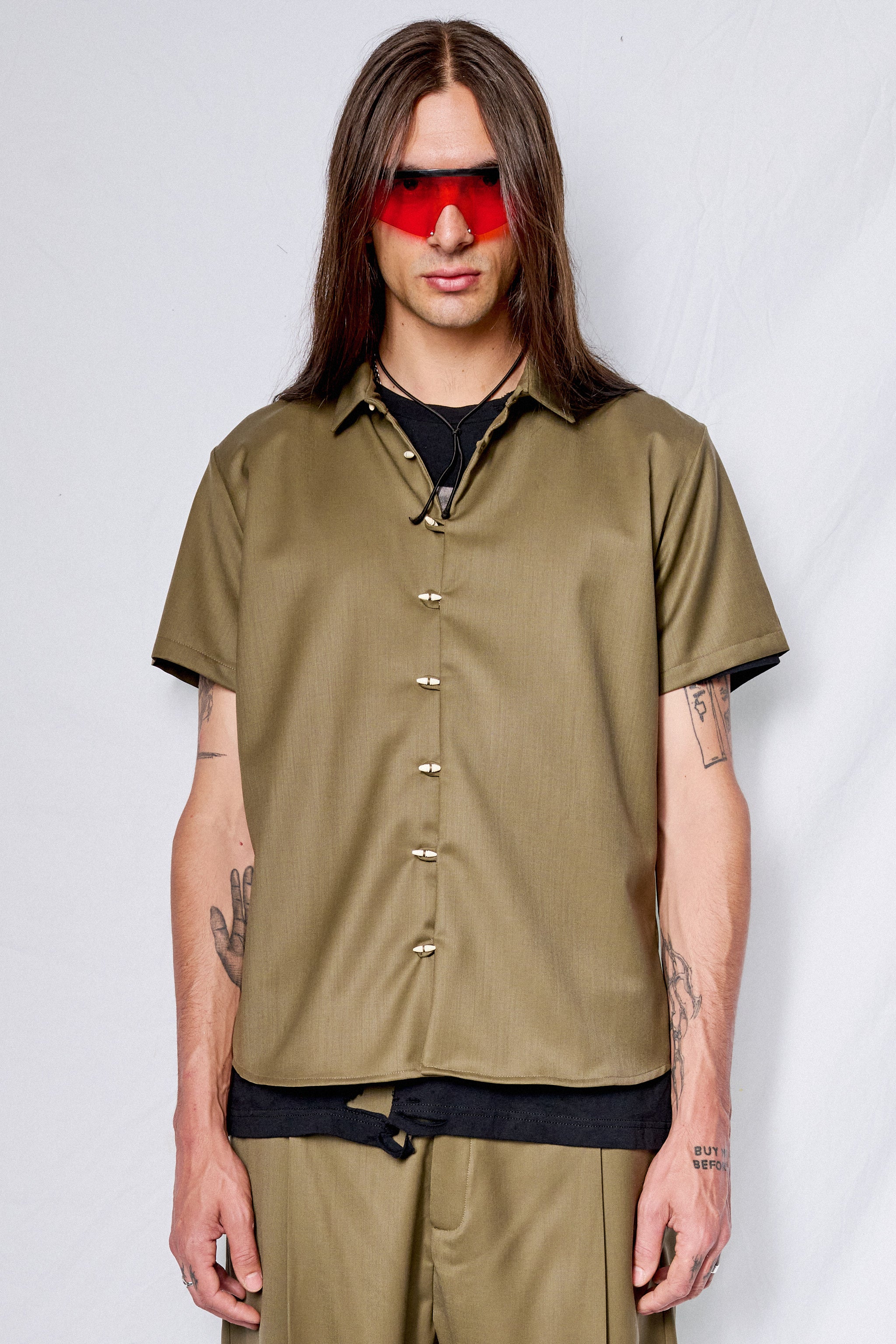 Olive Green Wool Chela Shirt