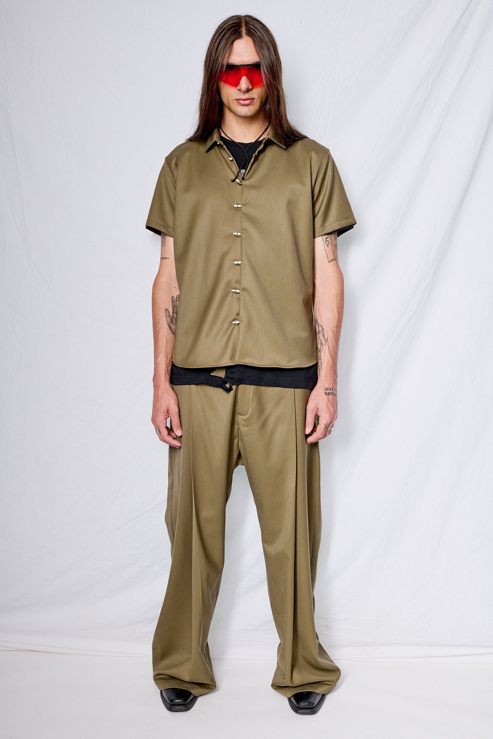 Olive Green Wool Chela Shirt