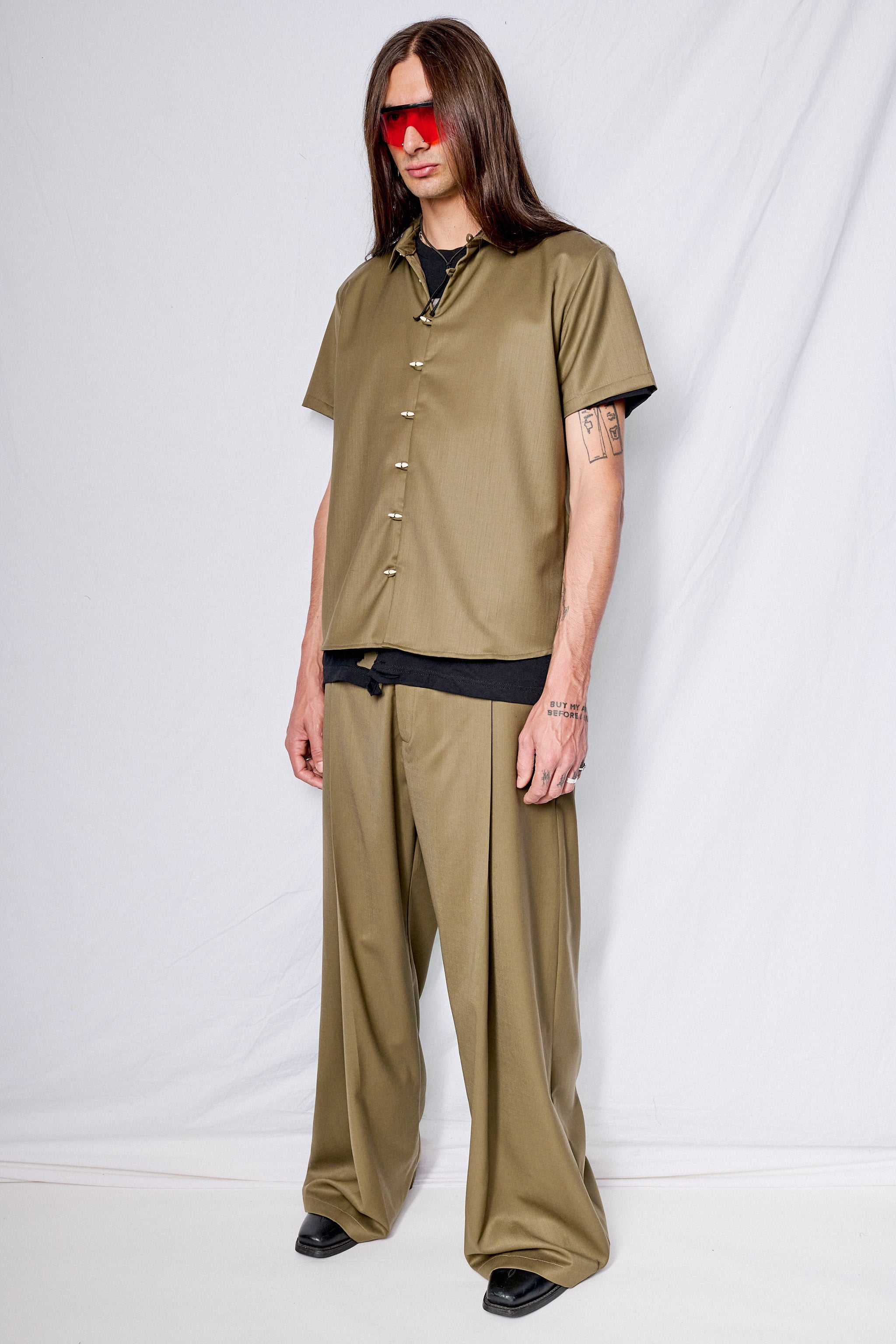 Olive Green Wool Chela Shirt