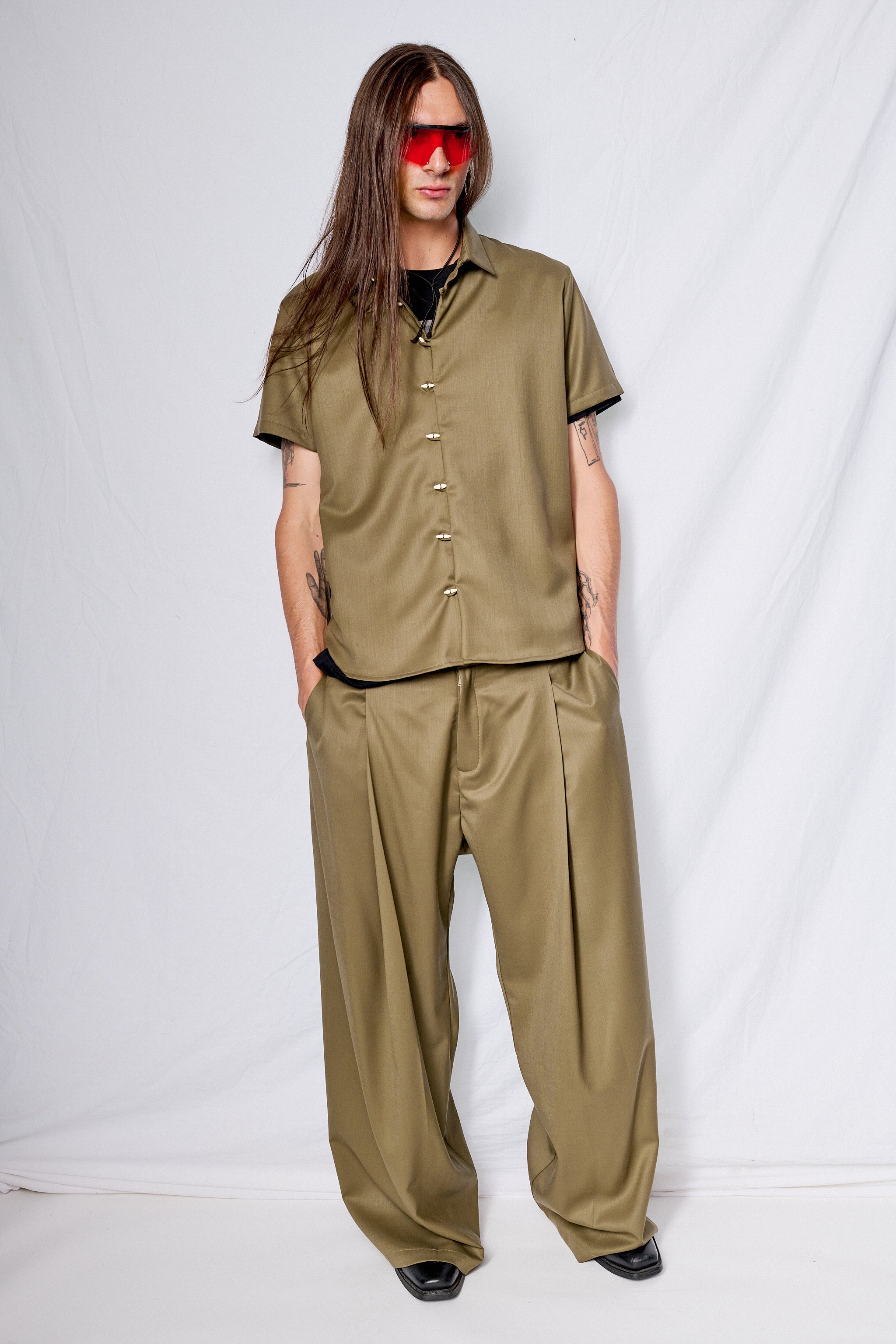 Olive Green Wool Chela Shirt