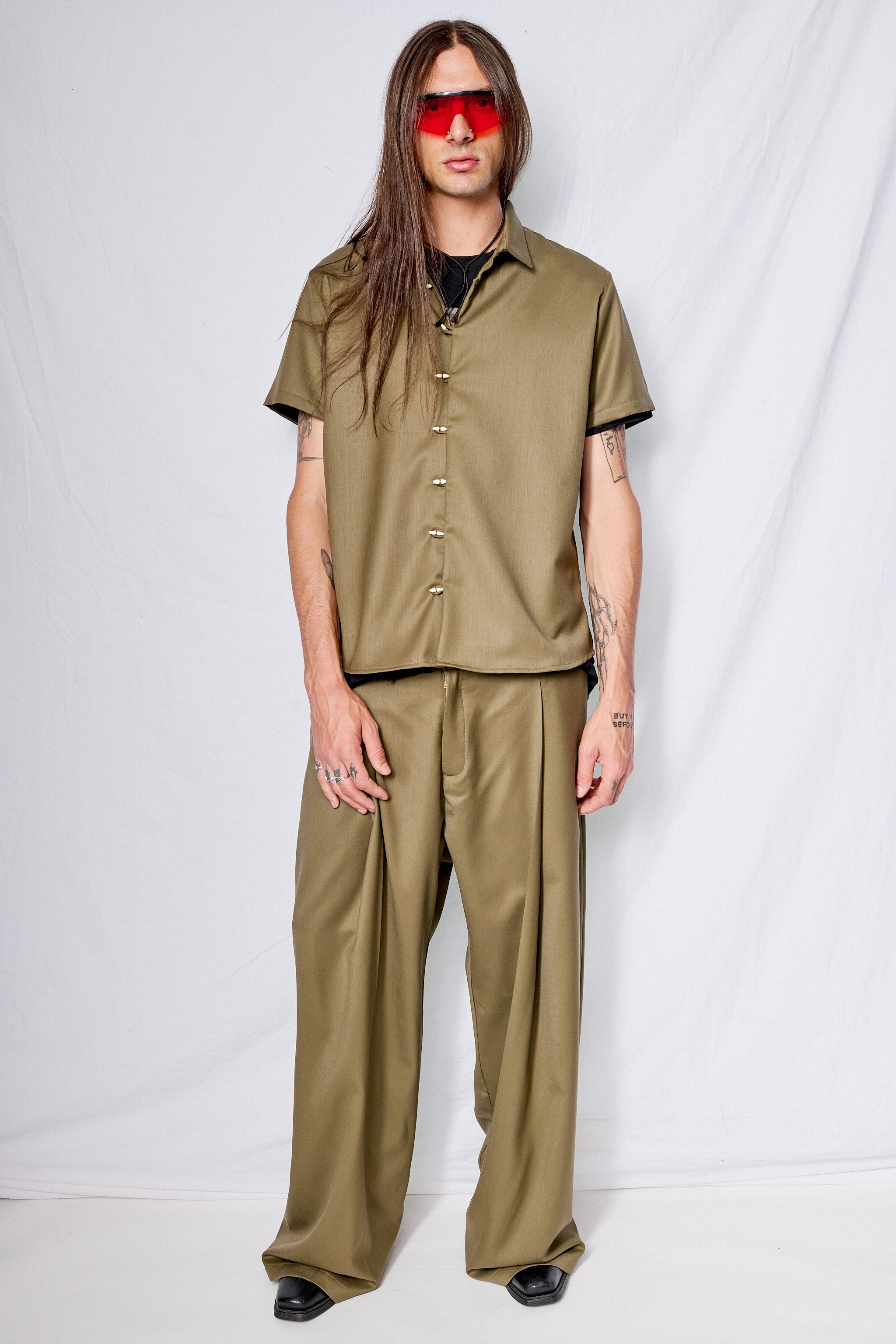 Olive Green Wool Chela Shirt