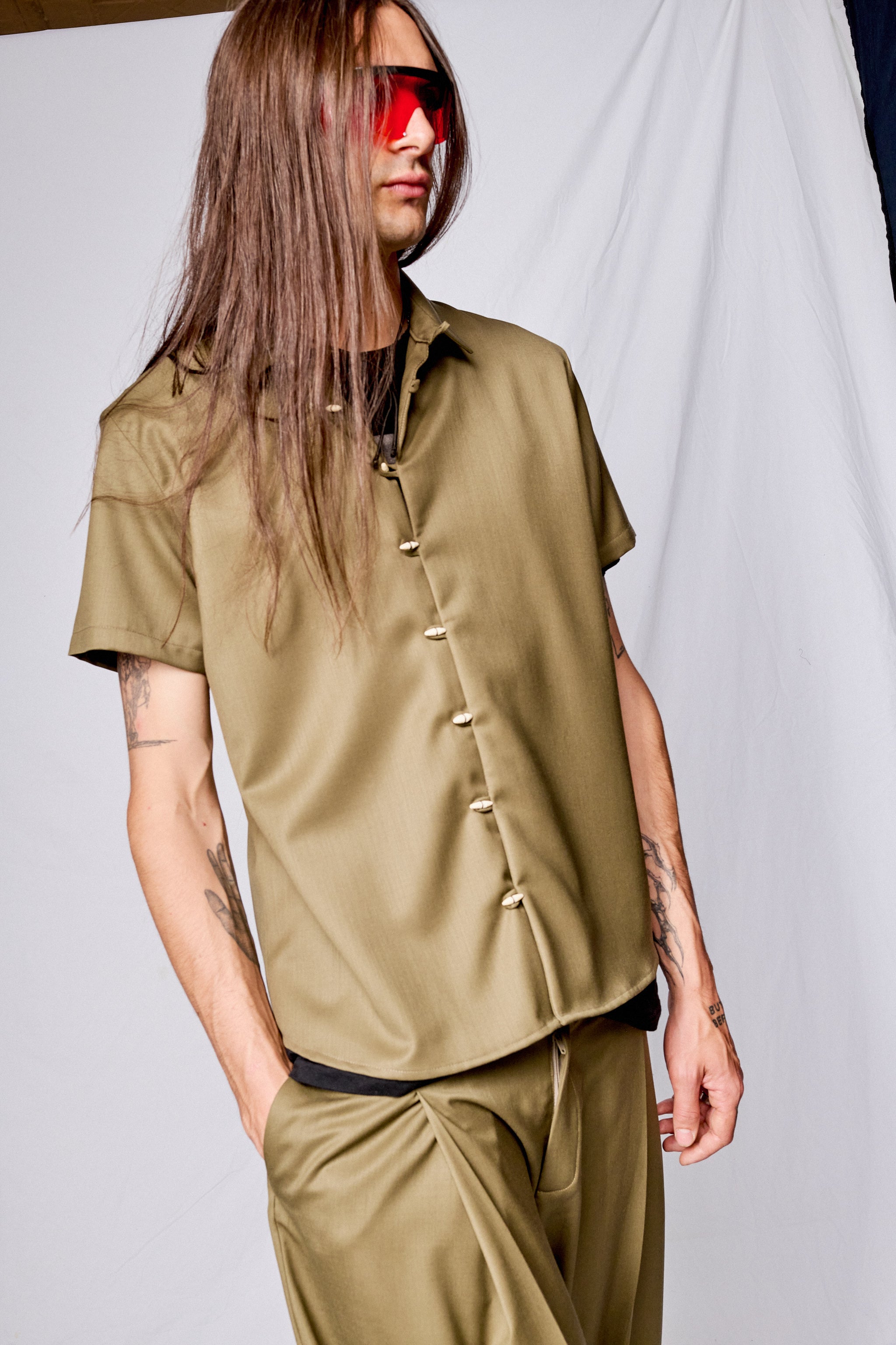 Olive Green Wool Chela Shirt