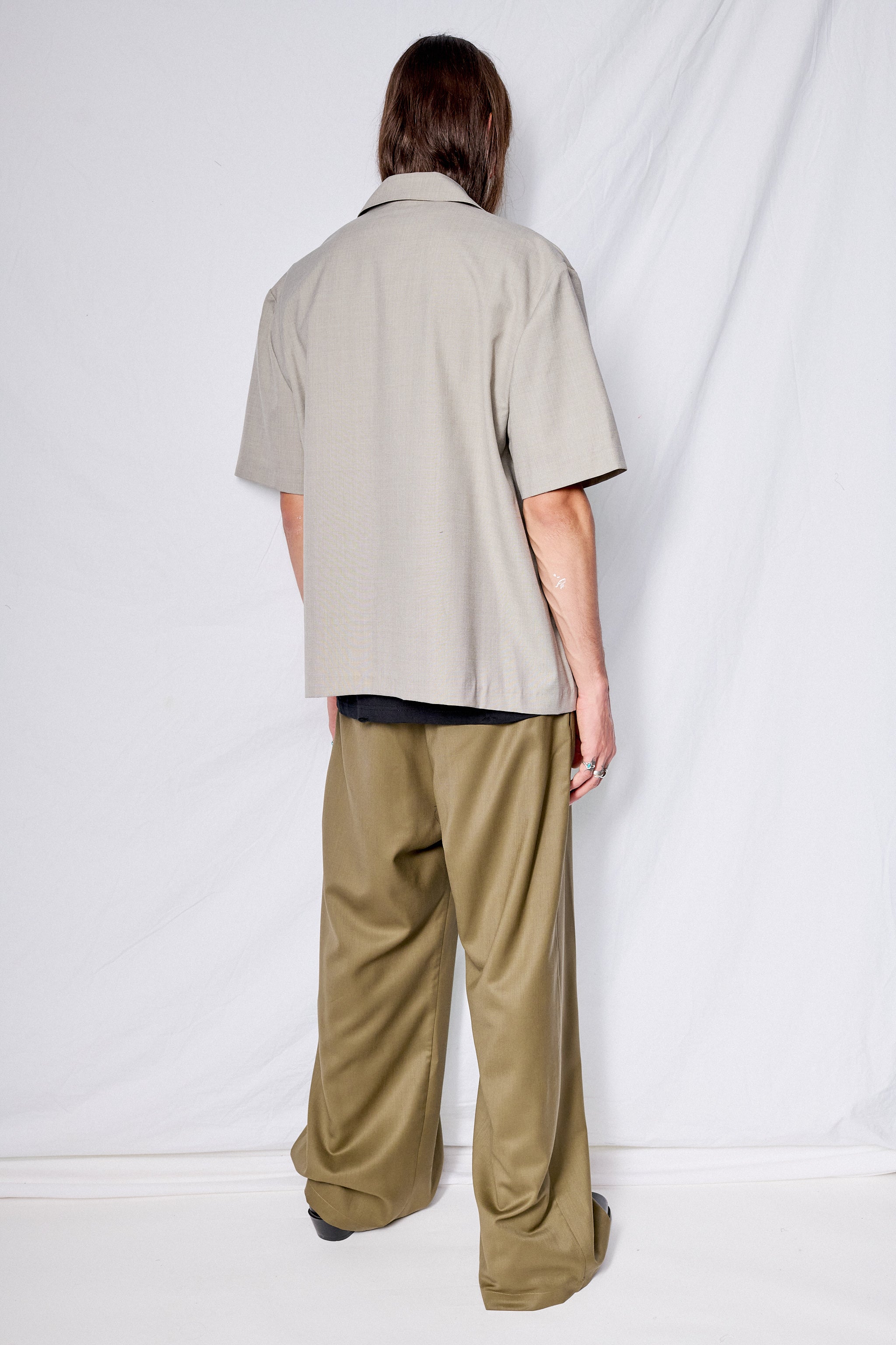 Beige Wool Button Up Shirts Jacket