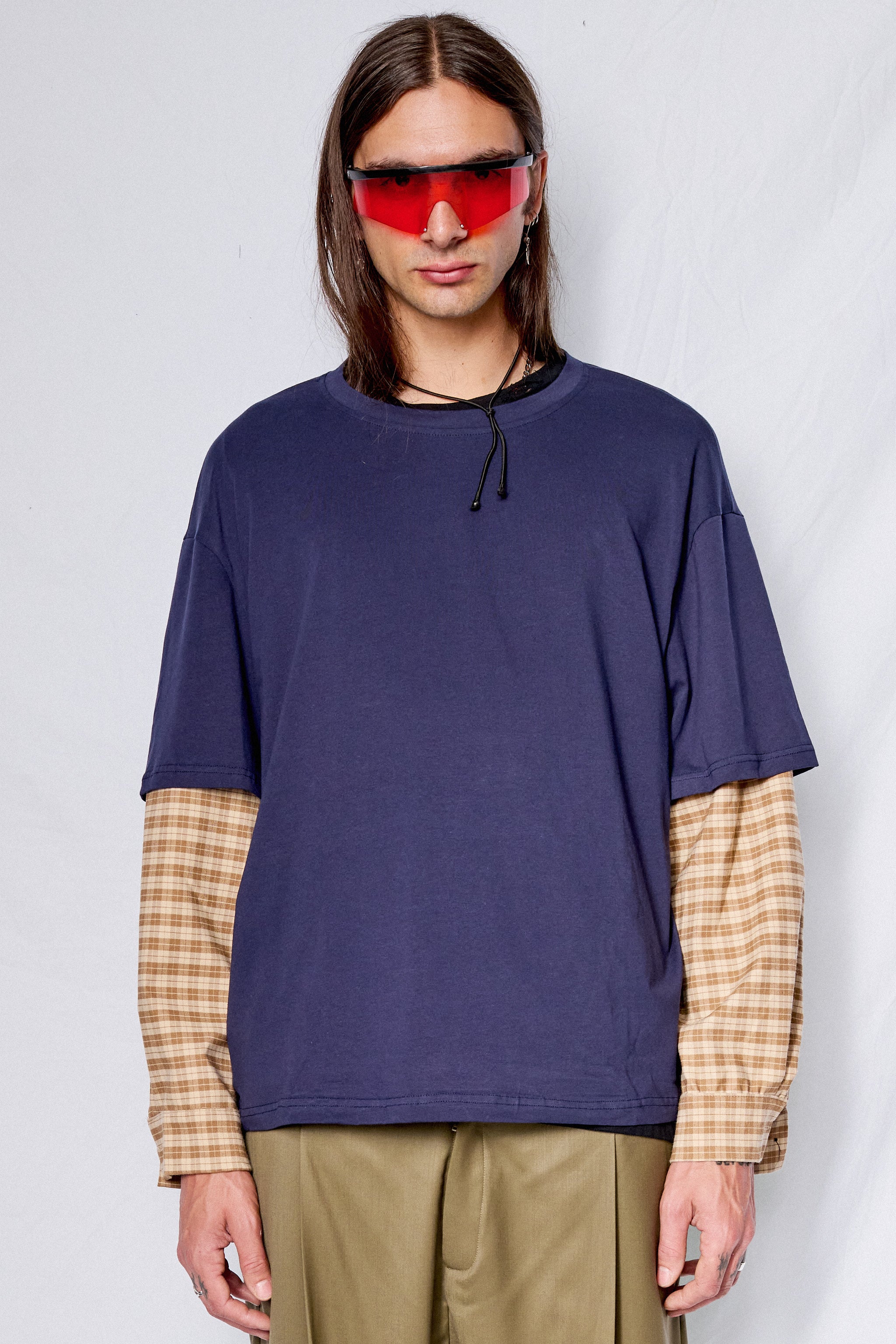 Navy/Yellow Plaid Combo Long Sleeve Shirt