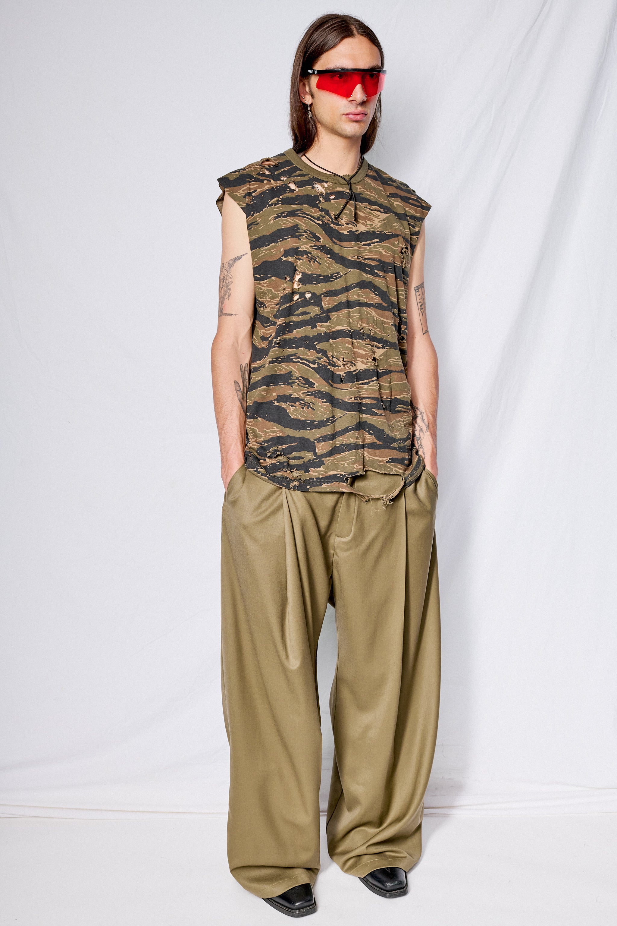 Distressed Camo Muscle Tee