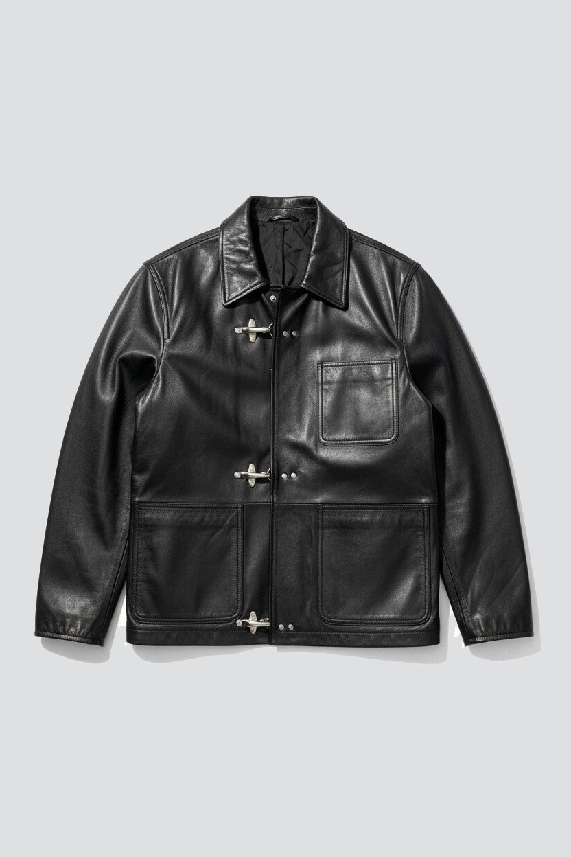 ジャケット・アウター BELVET Lined Fireman Jacket Black Leopard Lined Fireman Jacket – BELVET