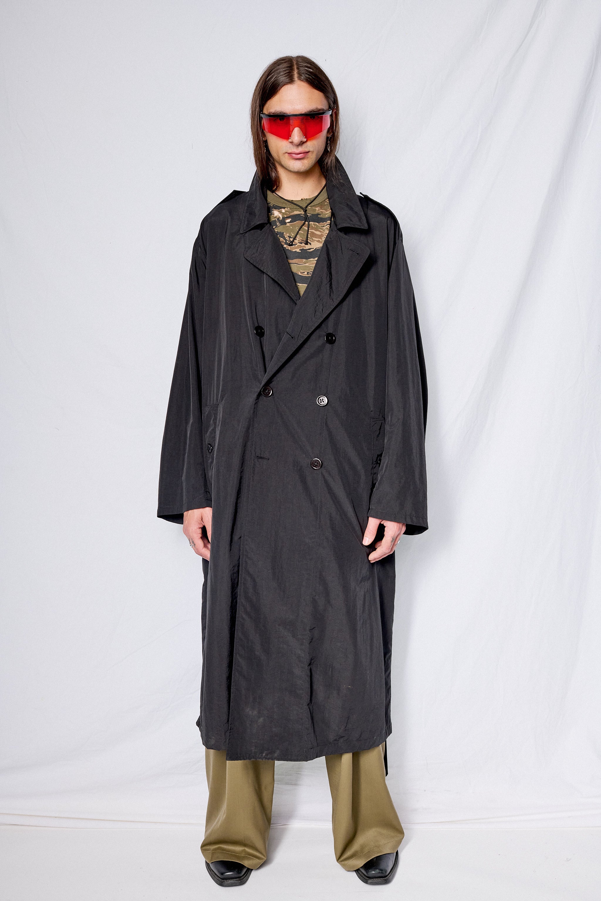 Black Taslan Trench Coat
