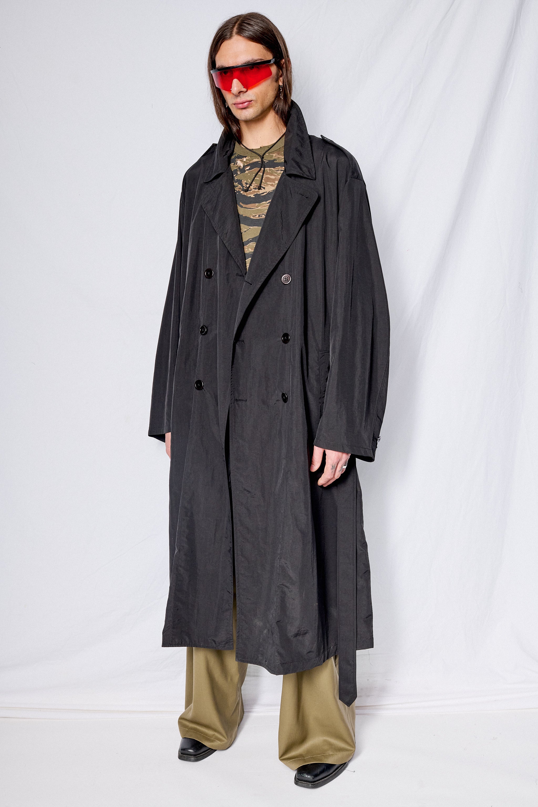 Black Taslan Trench Coat