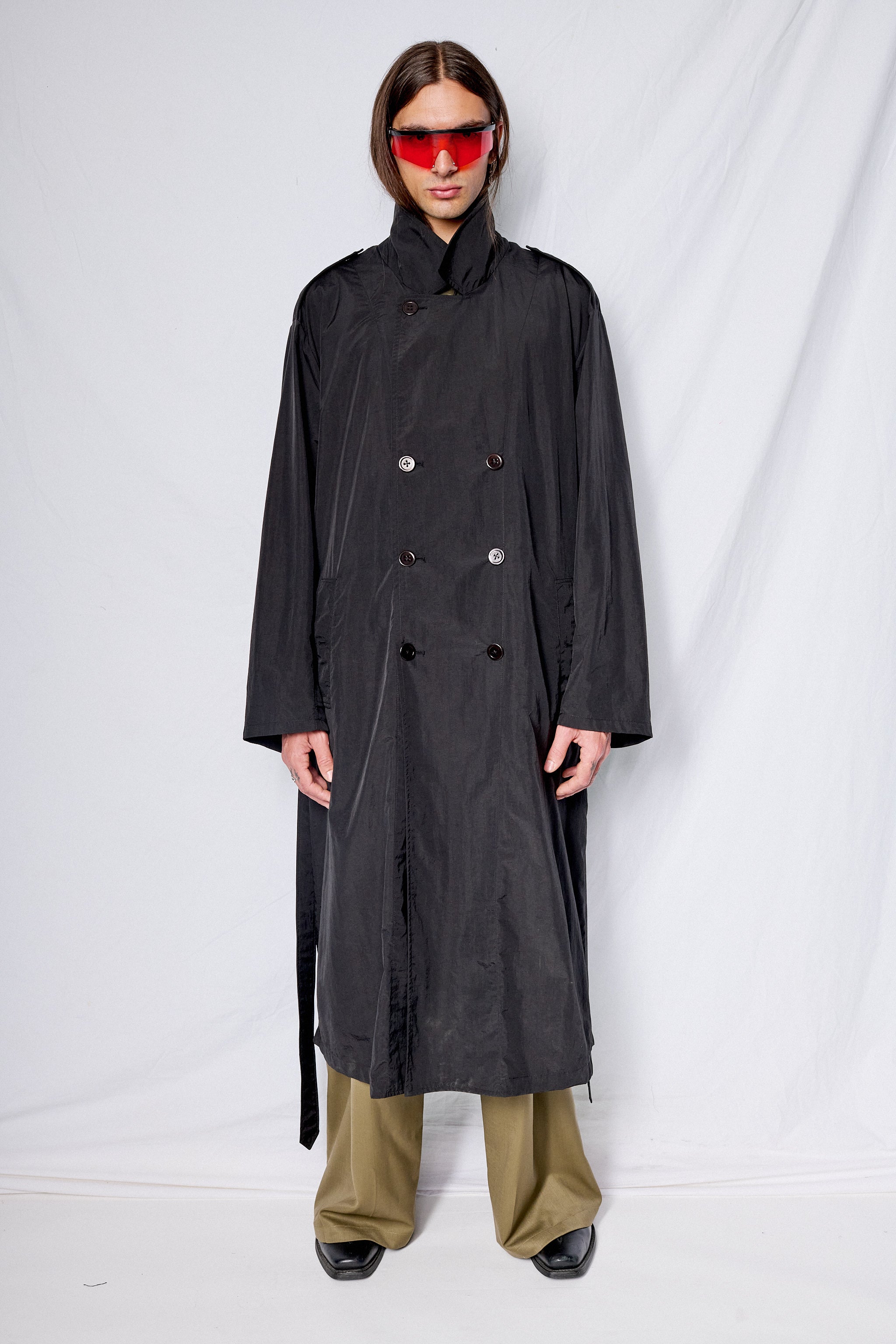 Black Taslan Trench Coat