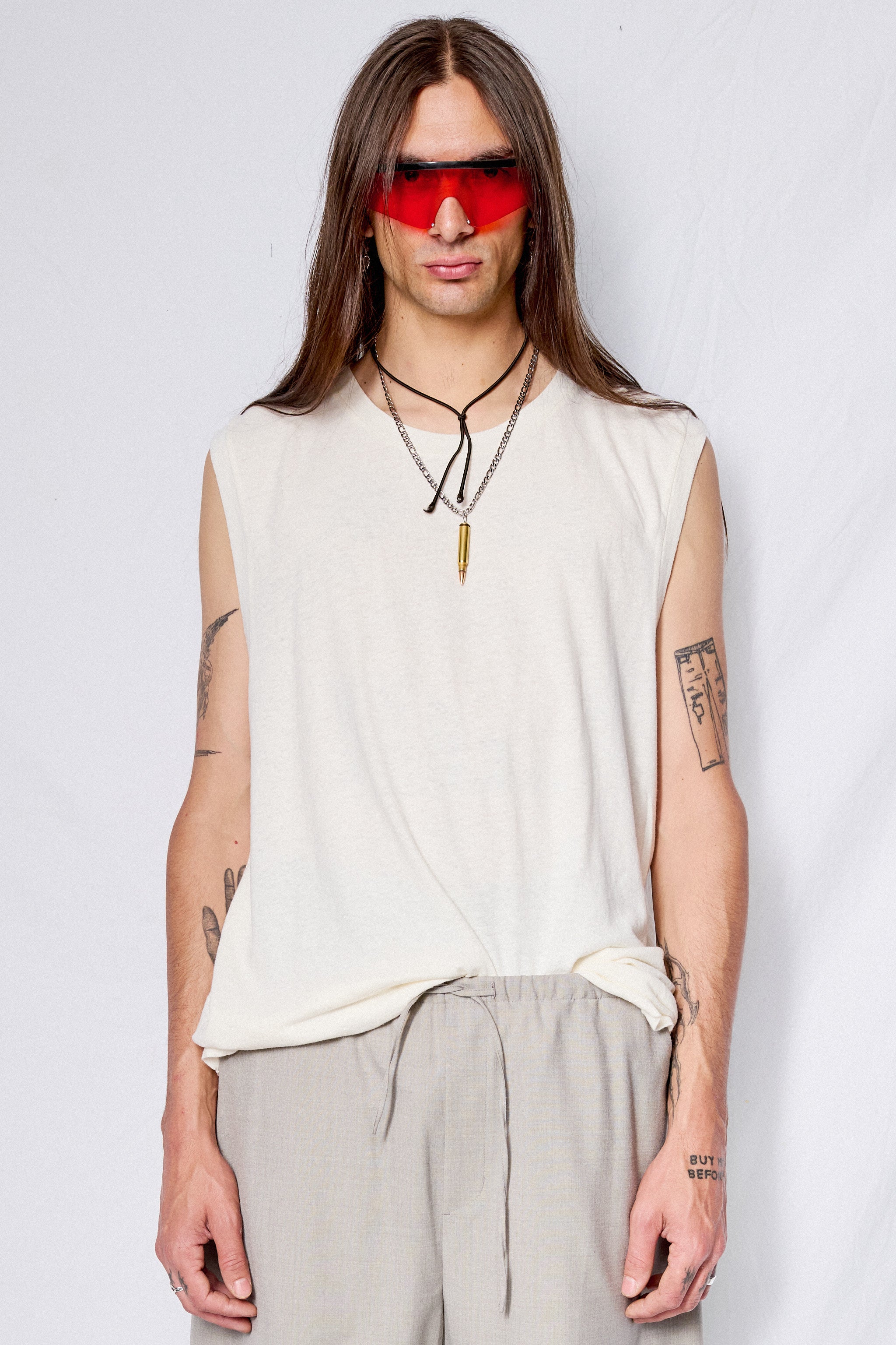 White Malibu Muscle Tee