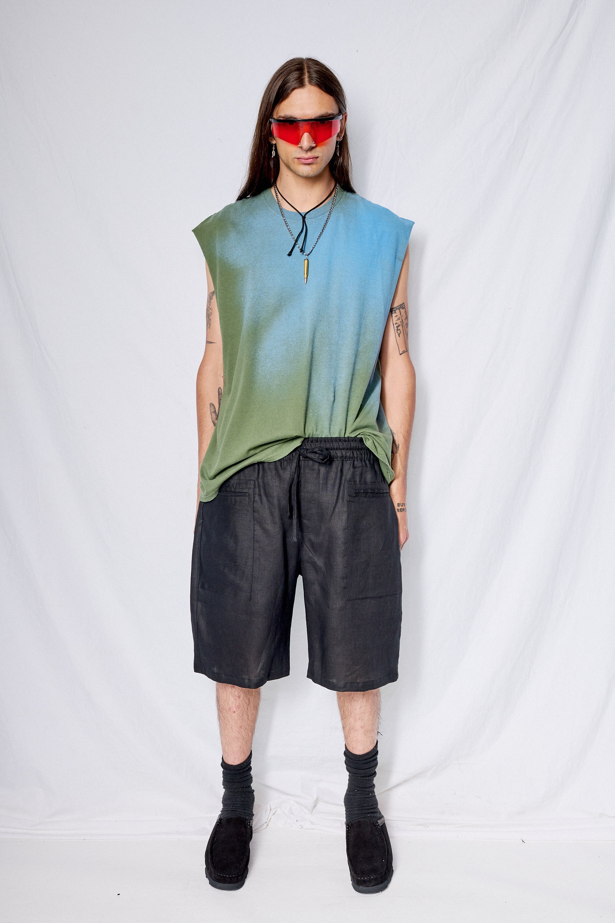 Black Linen Veraniego Shorts