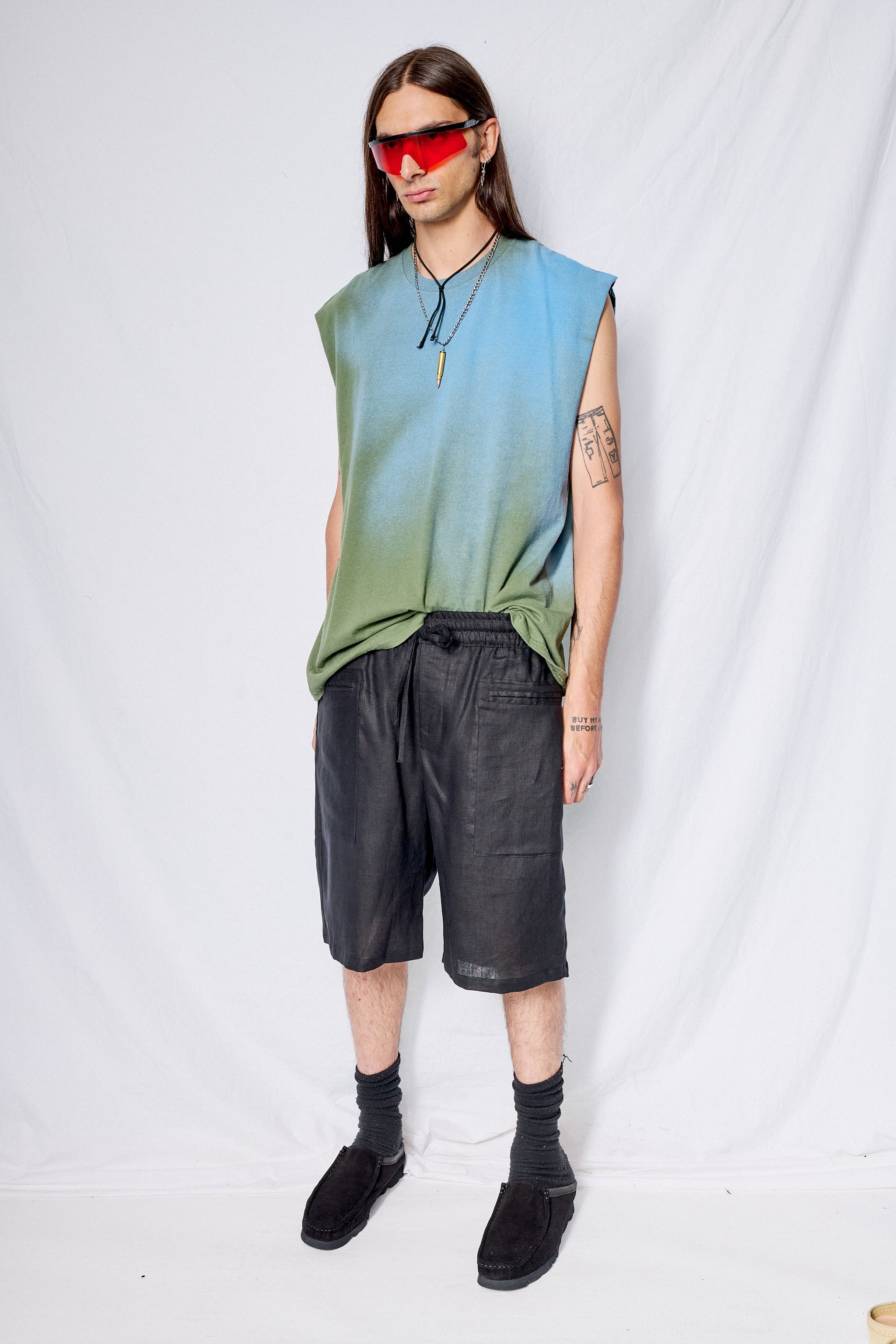 Black Linen Veraniego Shorts