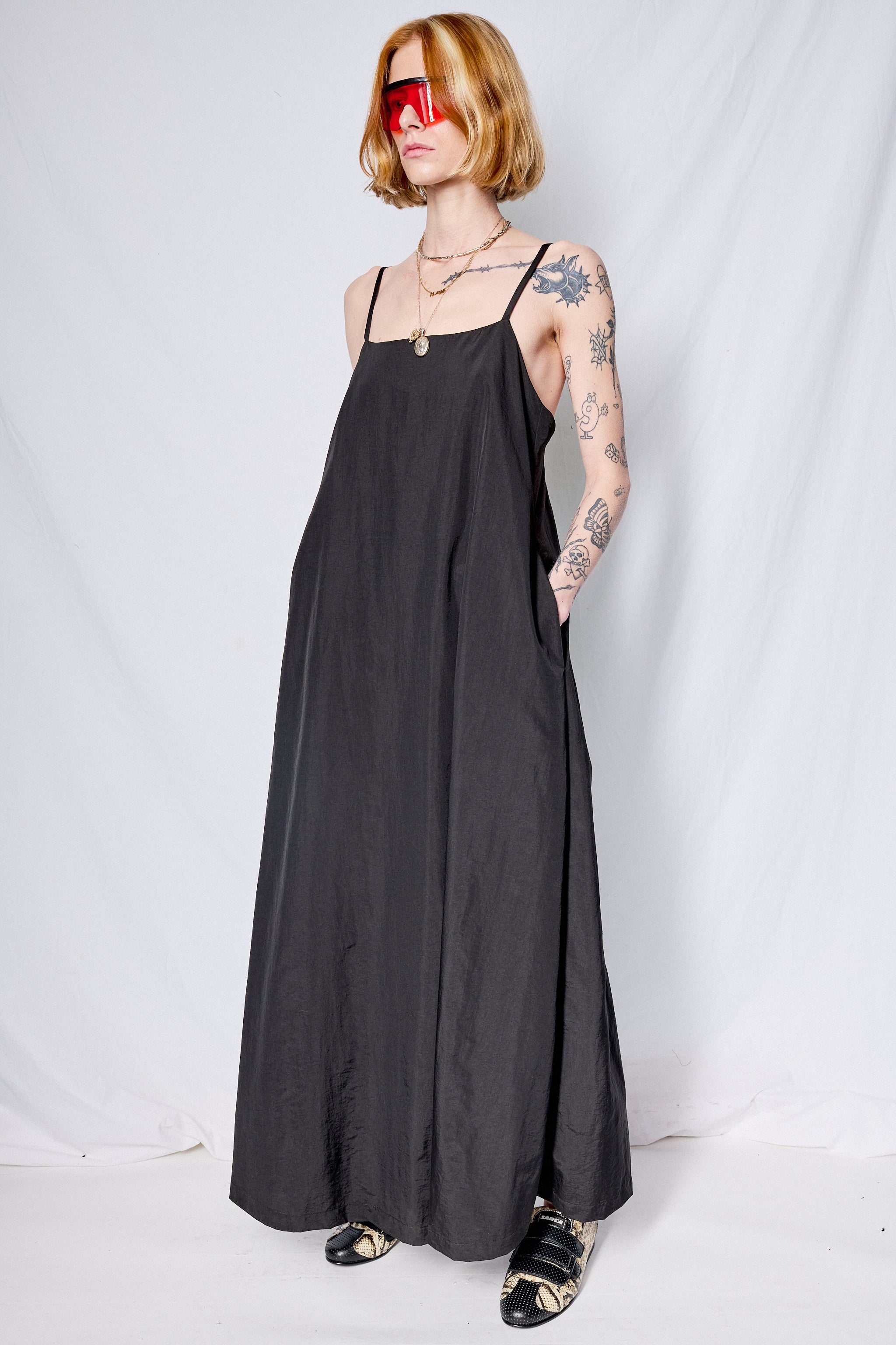 Black Taslan Long Dress