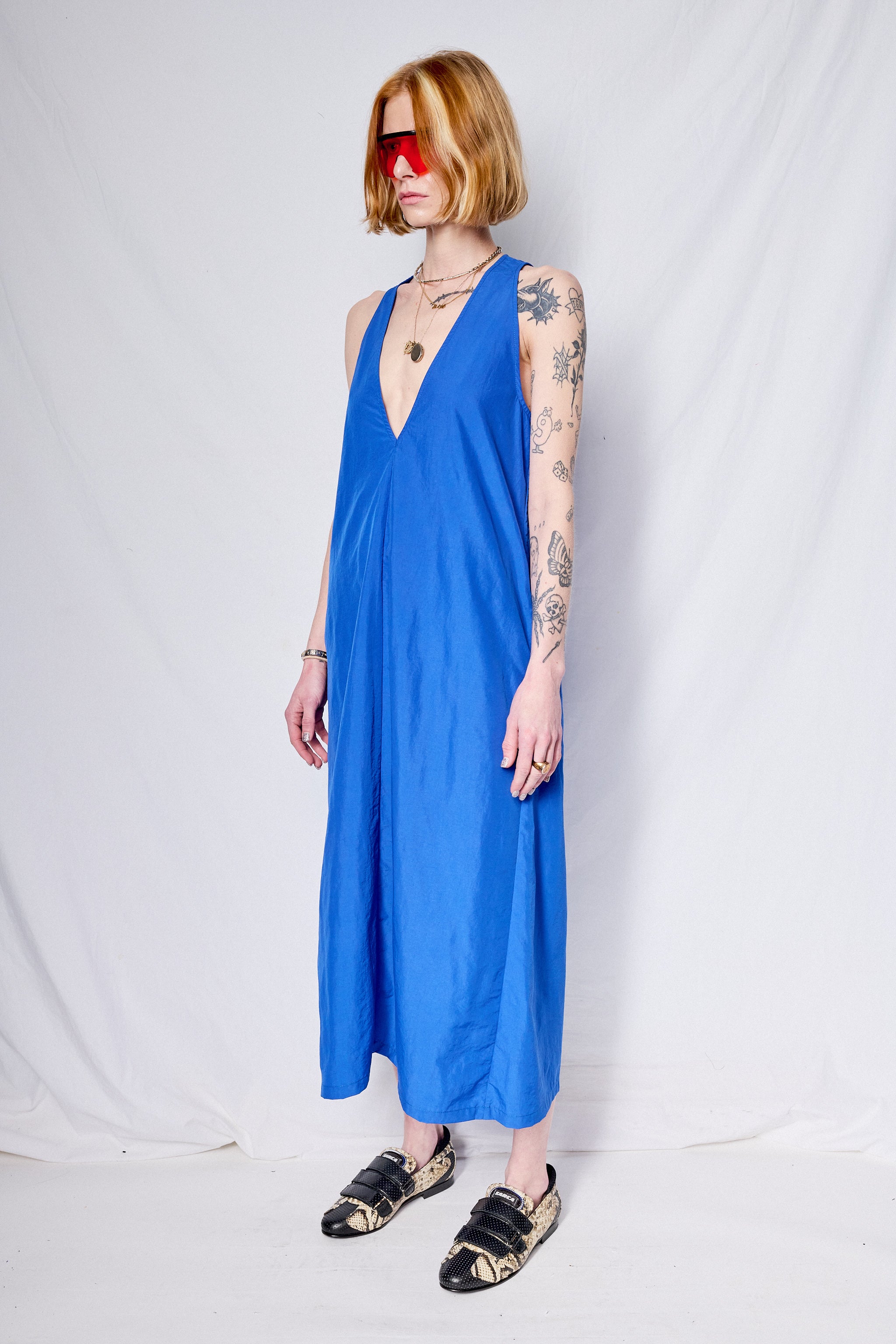 Royal Taslan Trapeze Dress