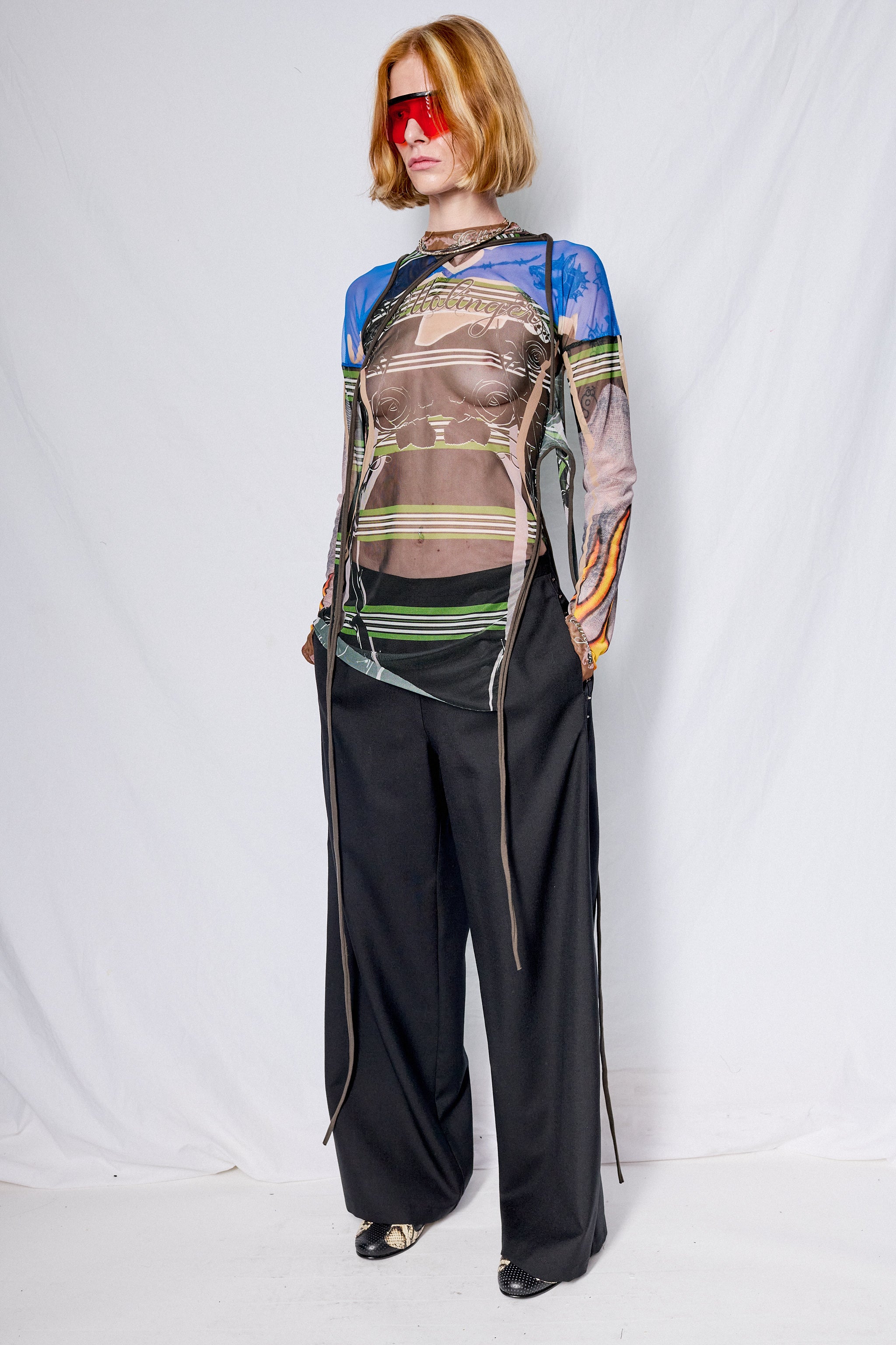 Polo Print Mesh Deconstructed Longsleeve
