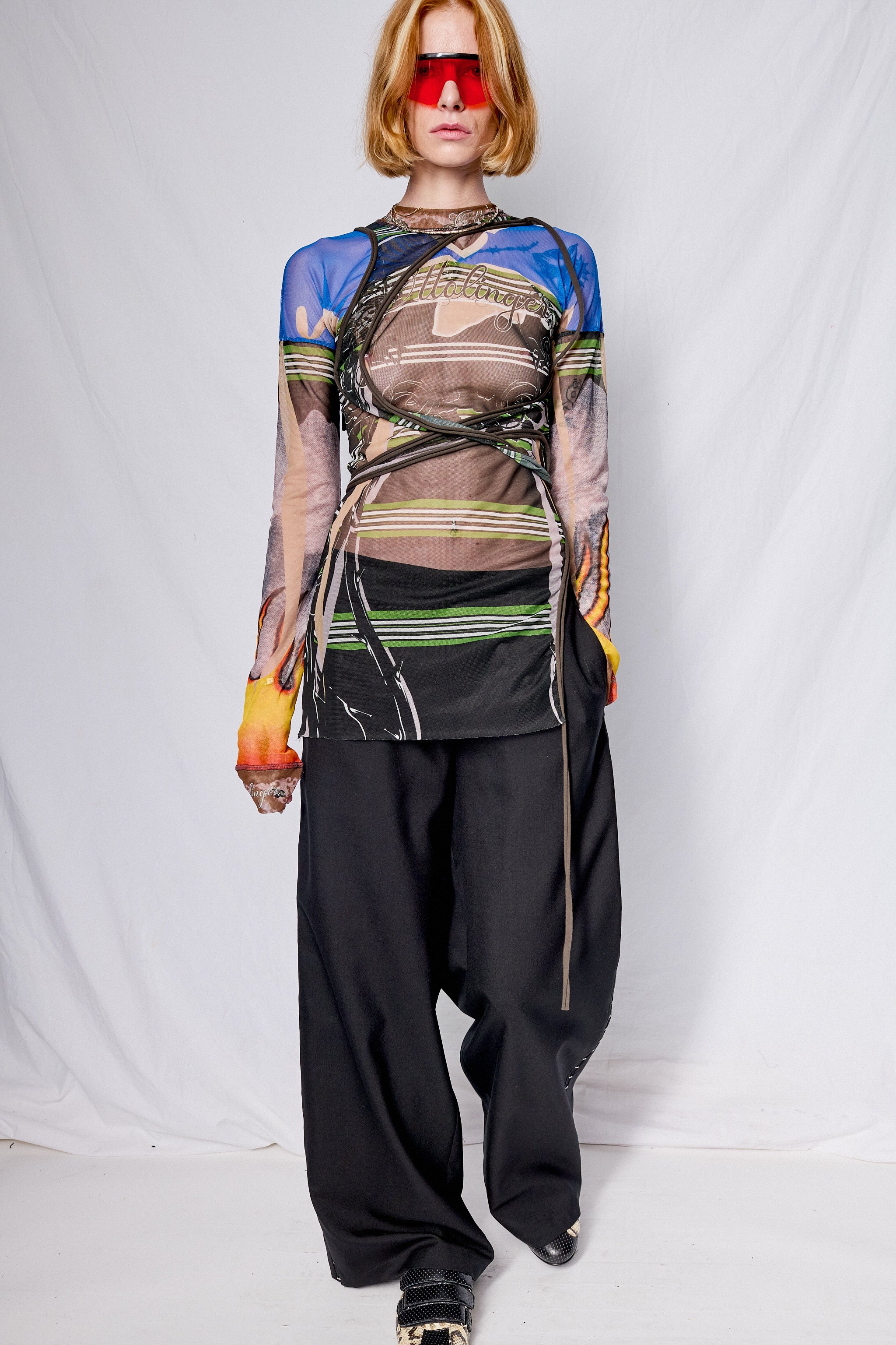 Polo Print Mesh Deconstructed Longsleeve