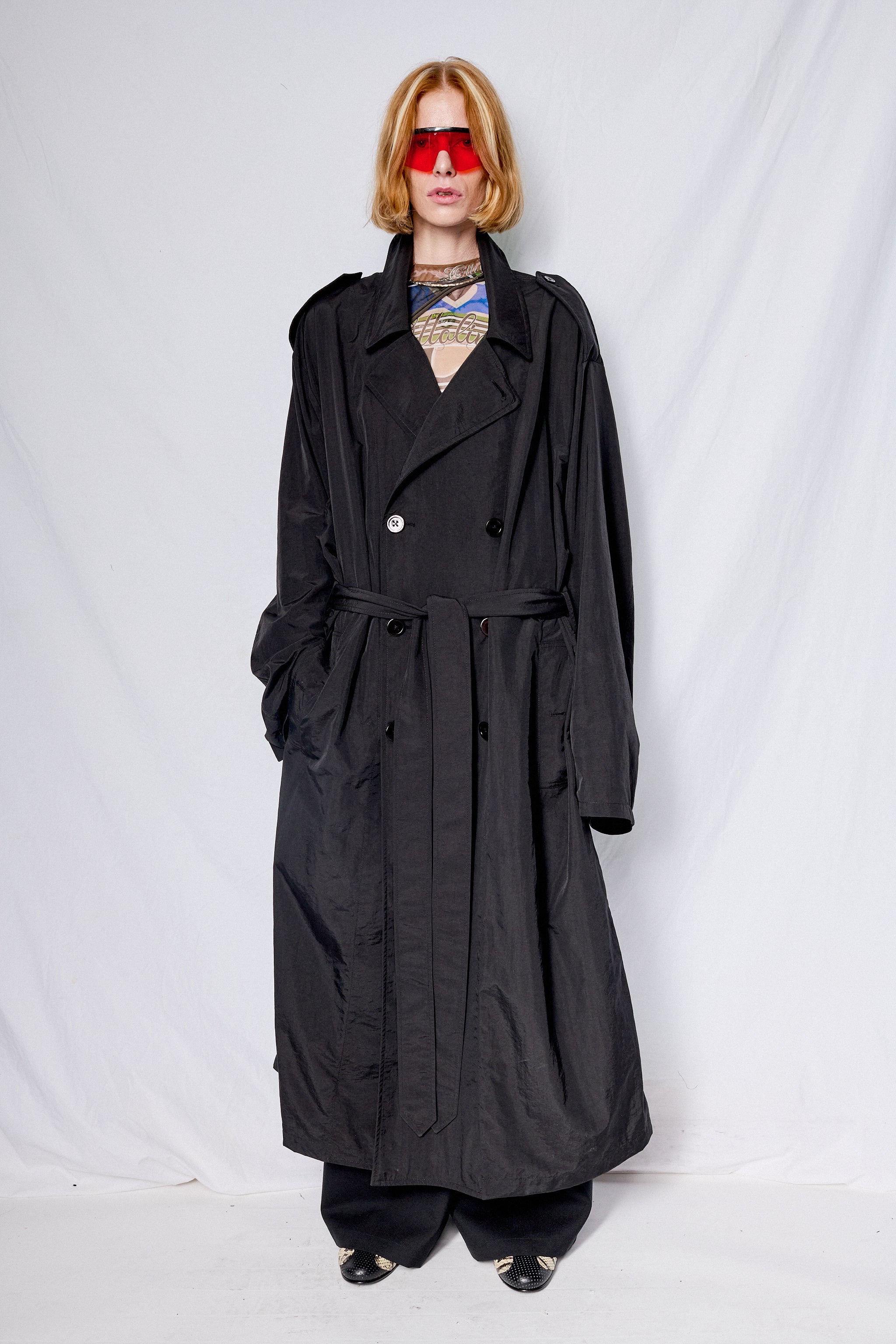 Black Taslan Trench Coat