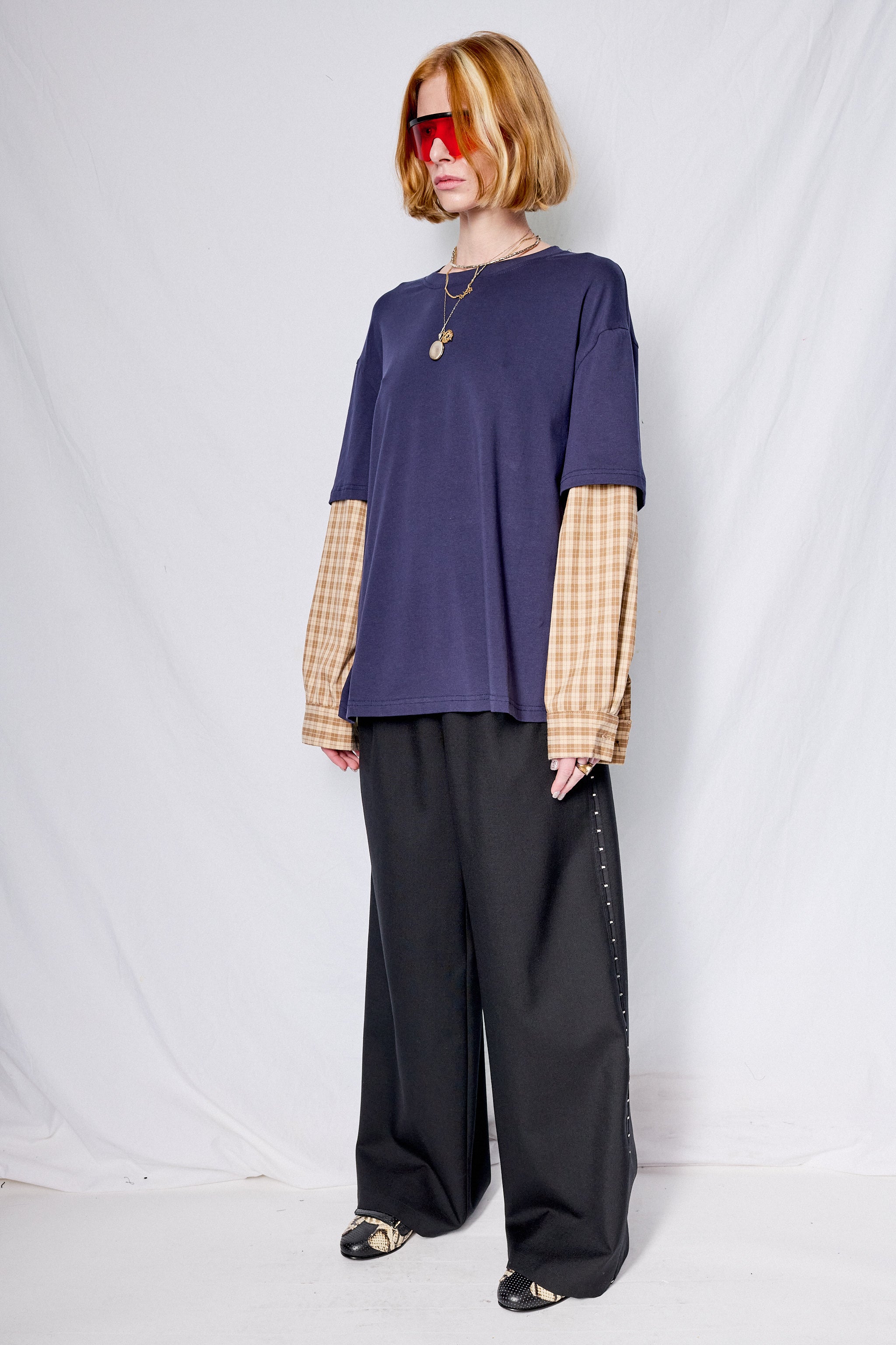 Navy/Yellow Plaid Combo Long Sleeve Shirt