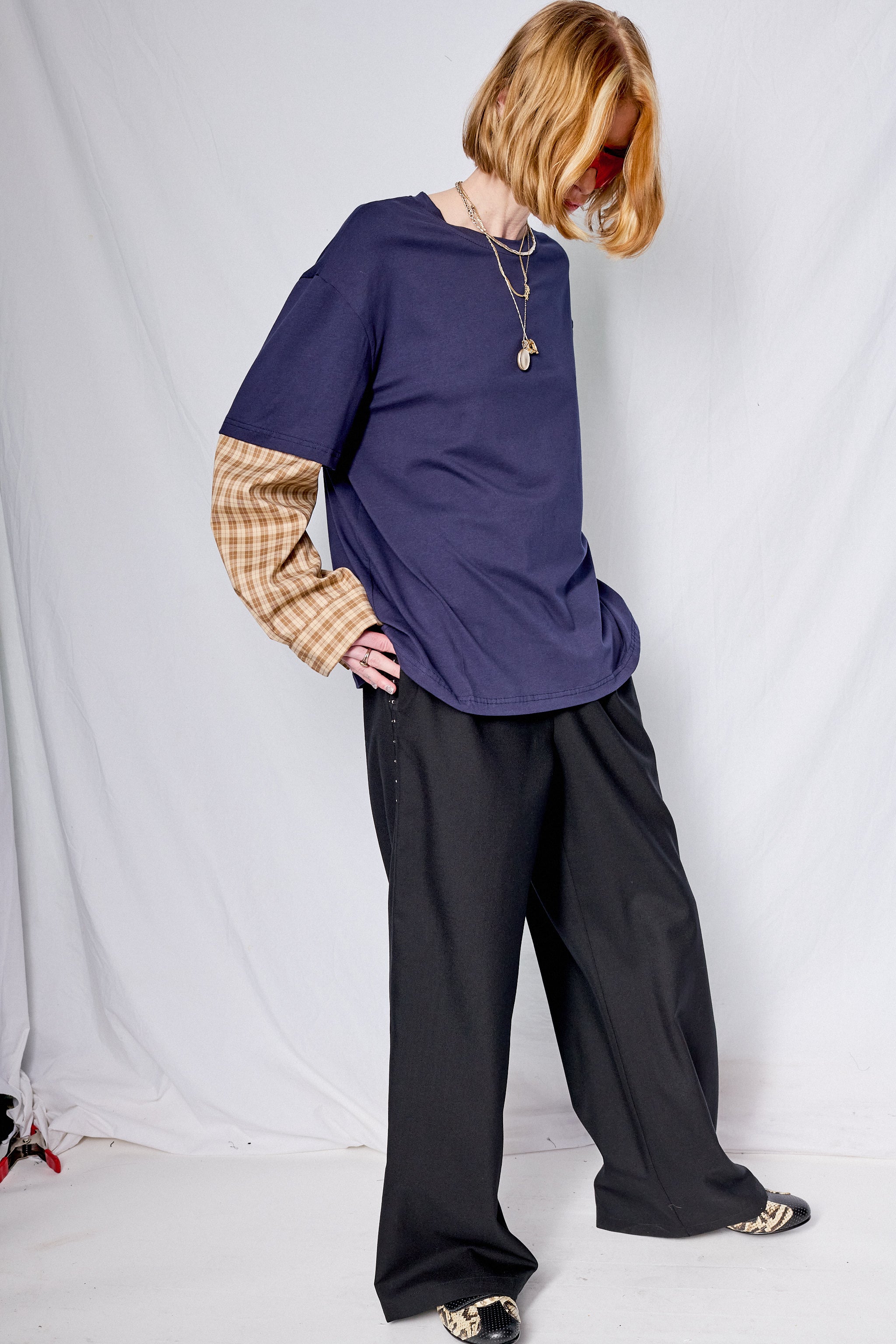 Navy/Yellow Plaid Combo Long Sleeve Shirt