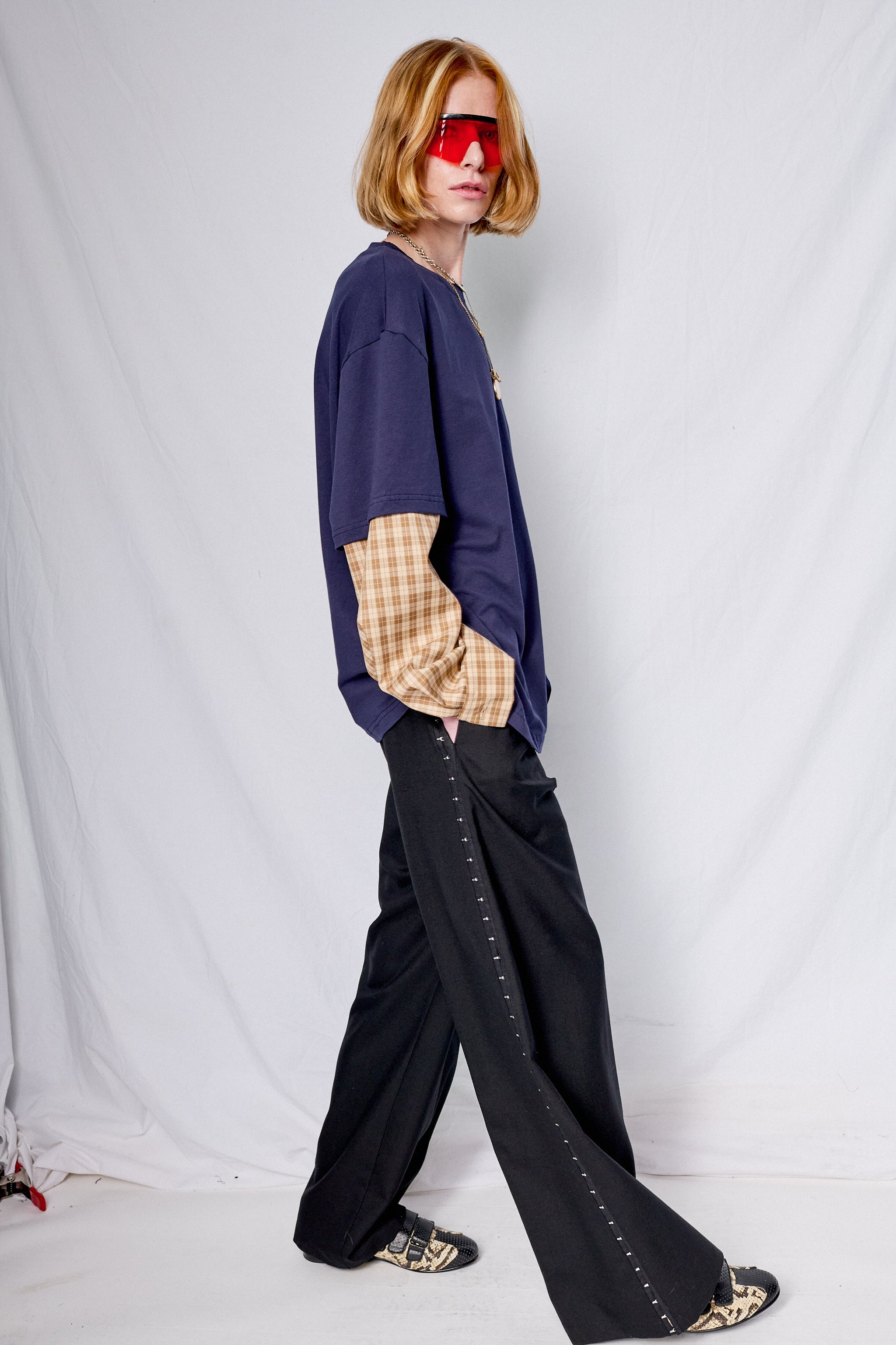 Navy/Yellow Plaid Combo Long Sleeve Shirt