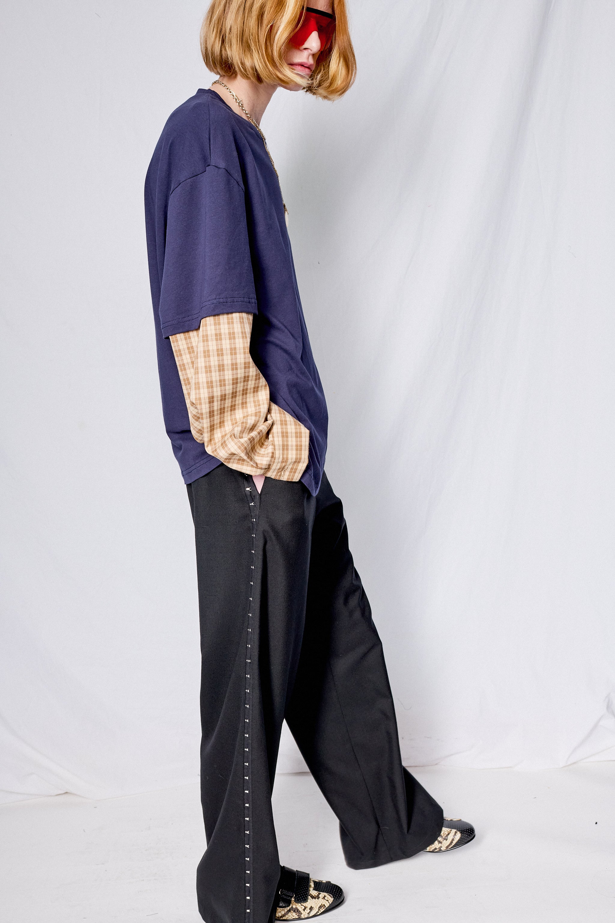 Navy/Yellow Plaid Combo Long Sleeve Shirt