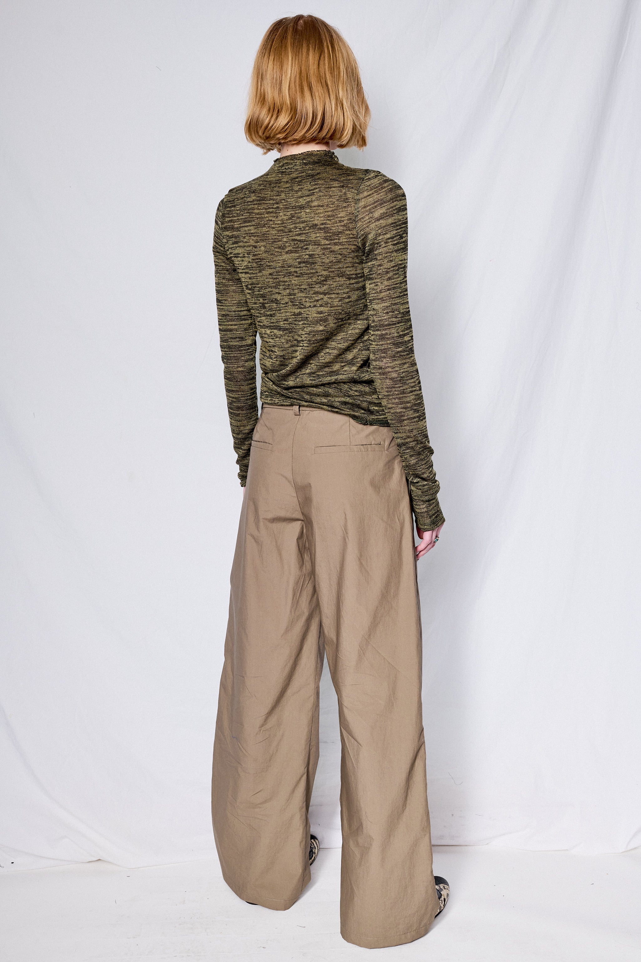 Olive Melange Mockneck Long Sleeve