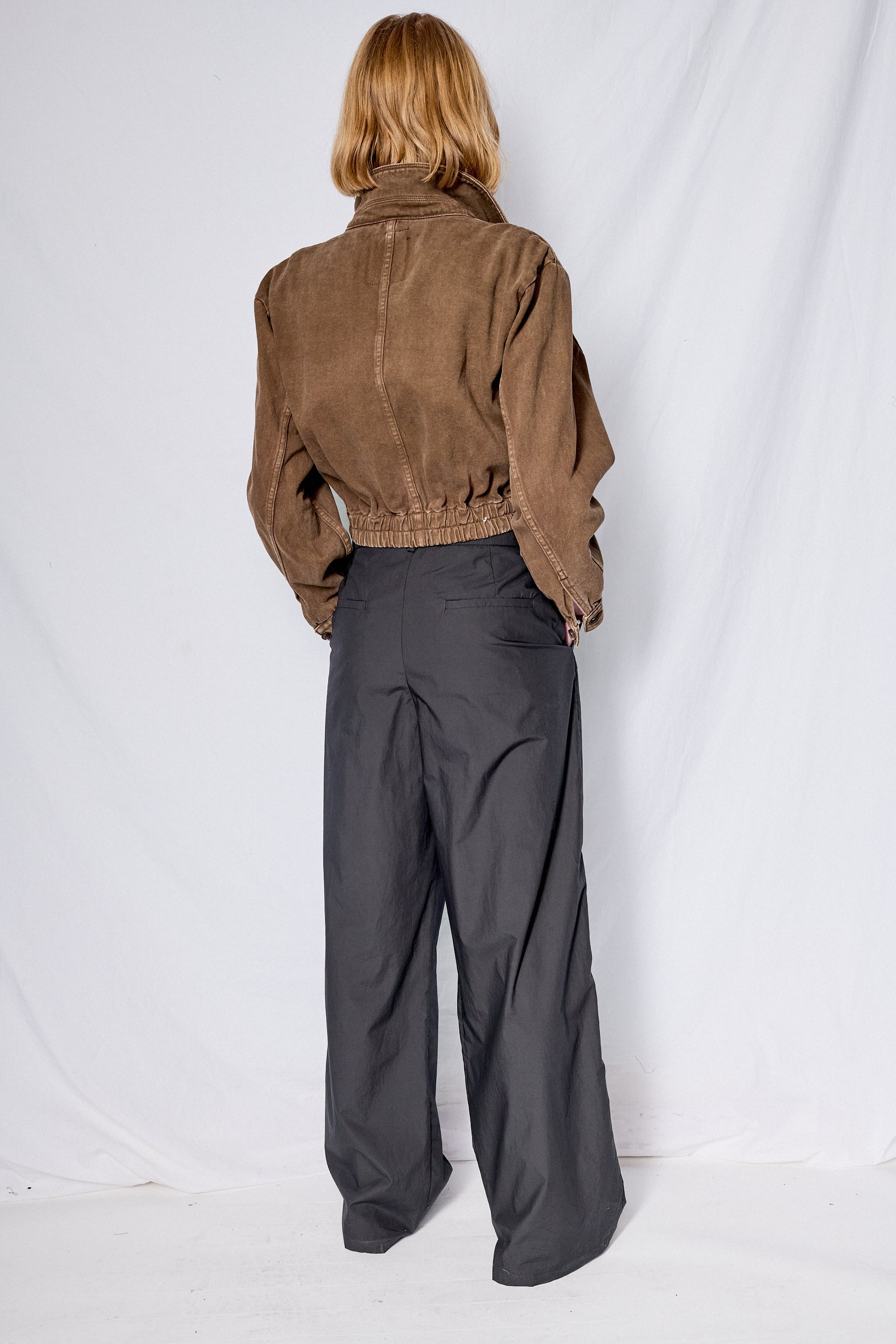Canvas Overdye Crop Zip Jacket