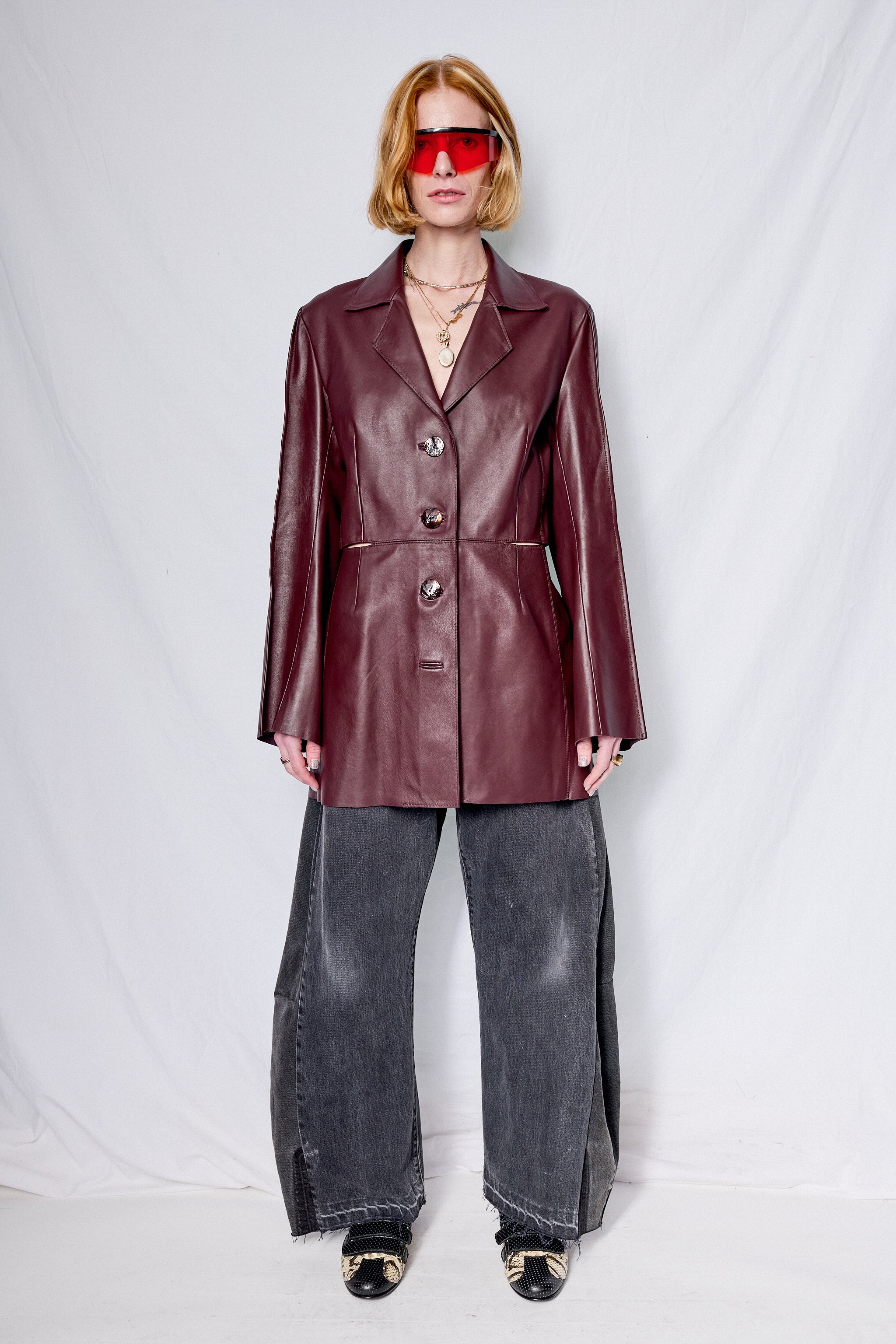 Burgundy Ana Leather Jacket