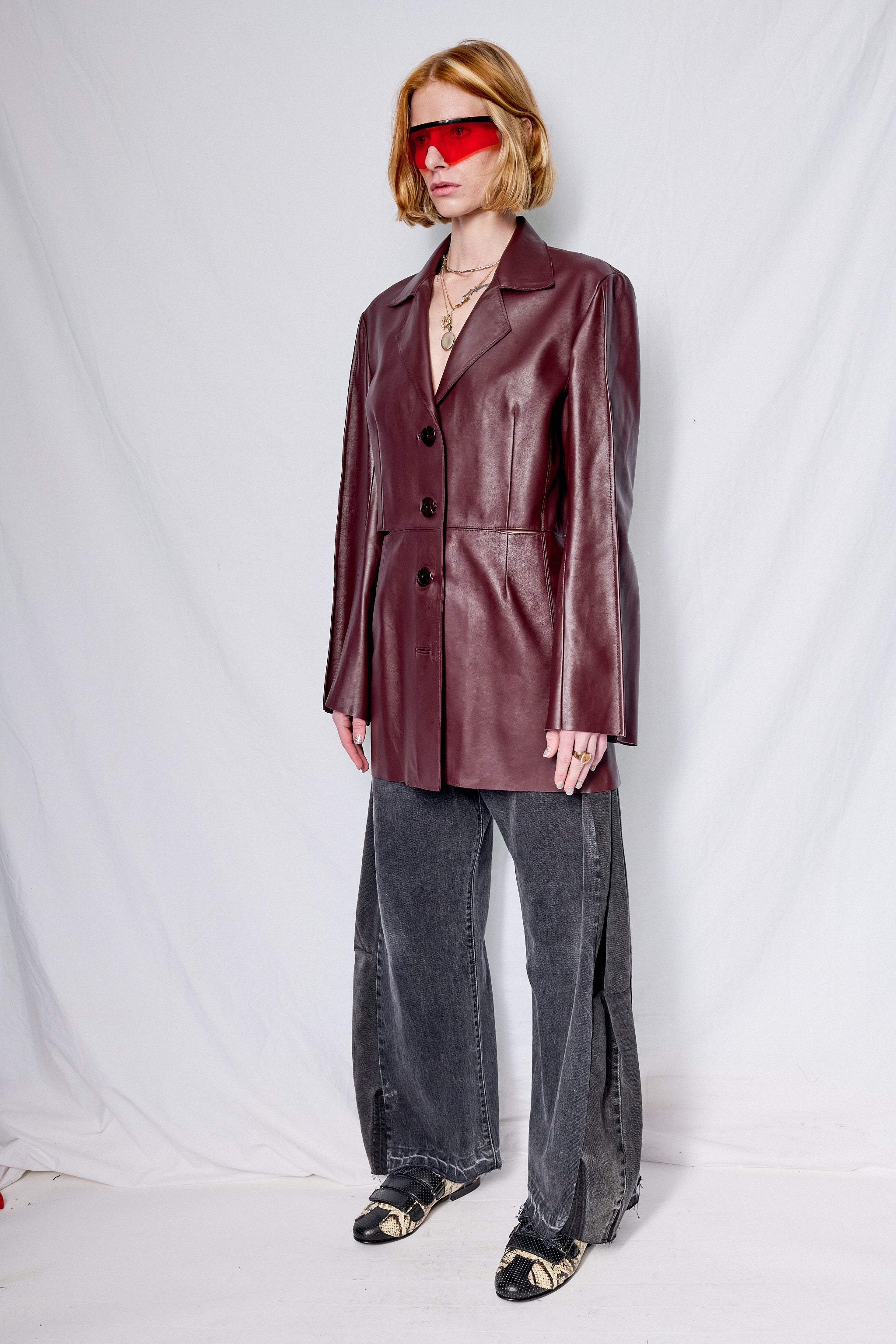 Burgundy Ana Leather Jacket