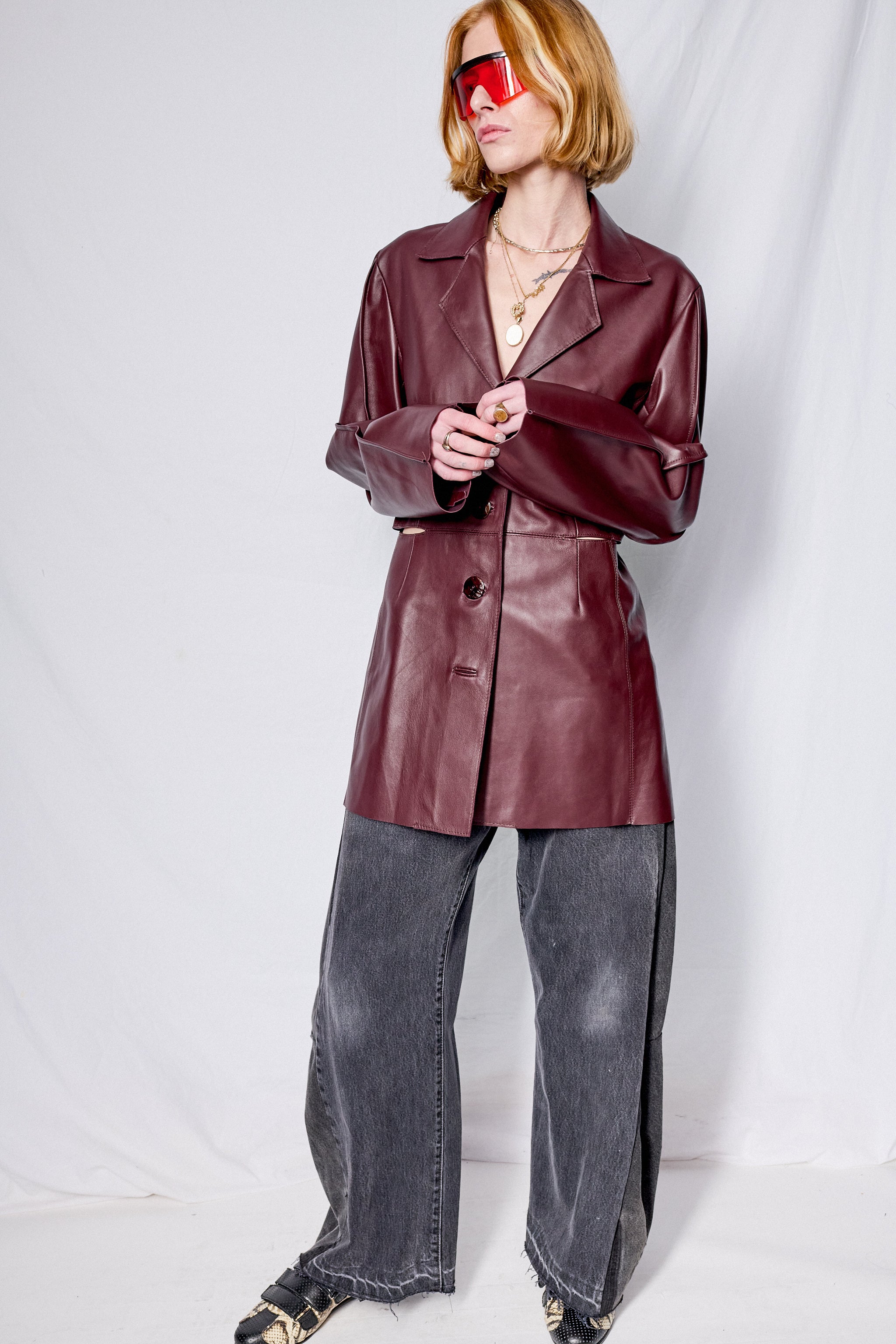 Burgundy Ana Leather Jacket
