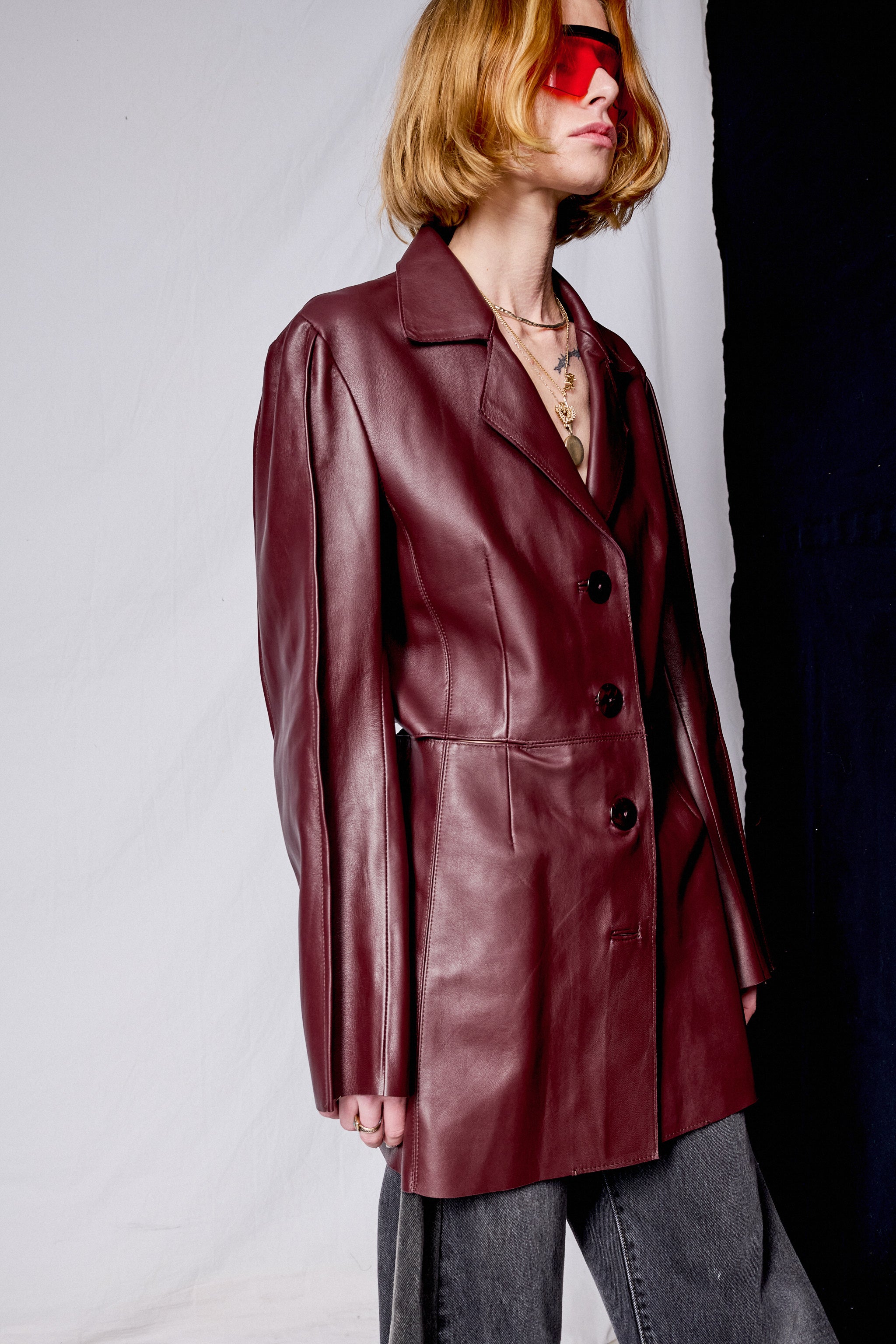 Burgundy Ana Leather Jacket
