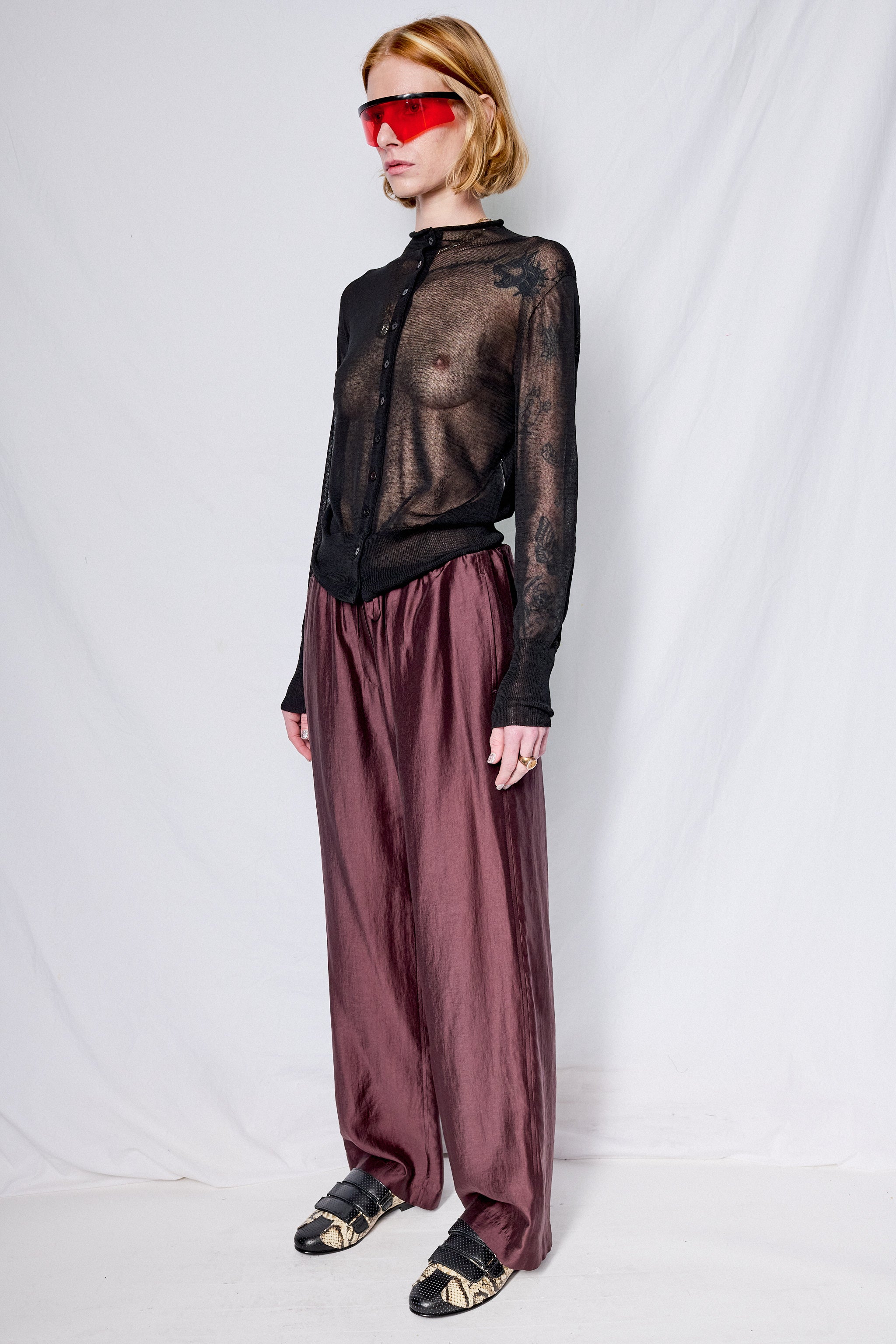 Black Whole Garment Sheer Cardigan