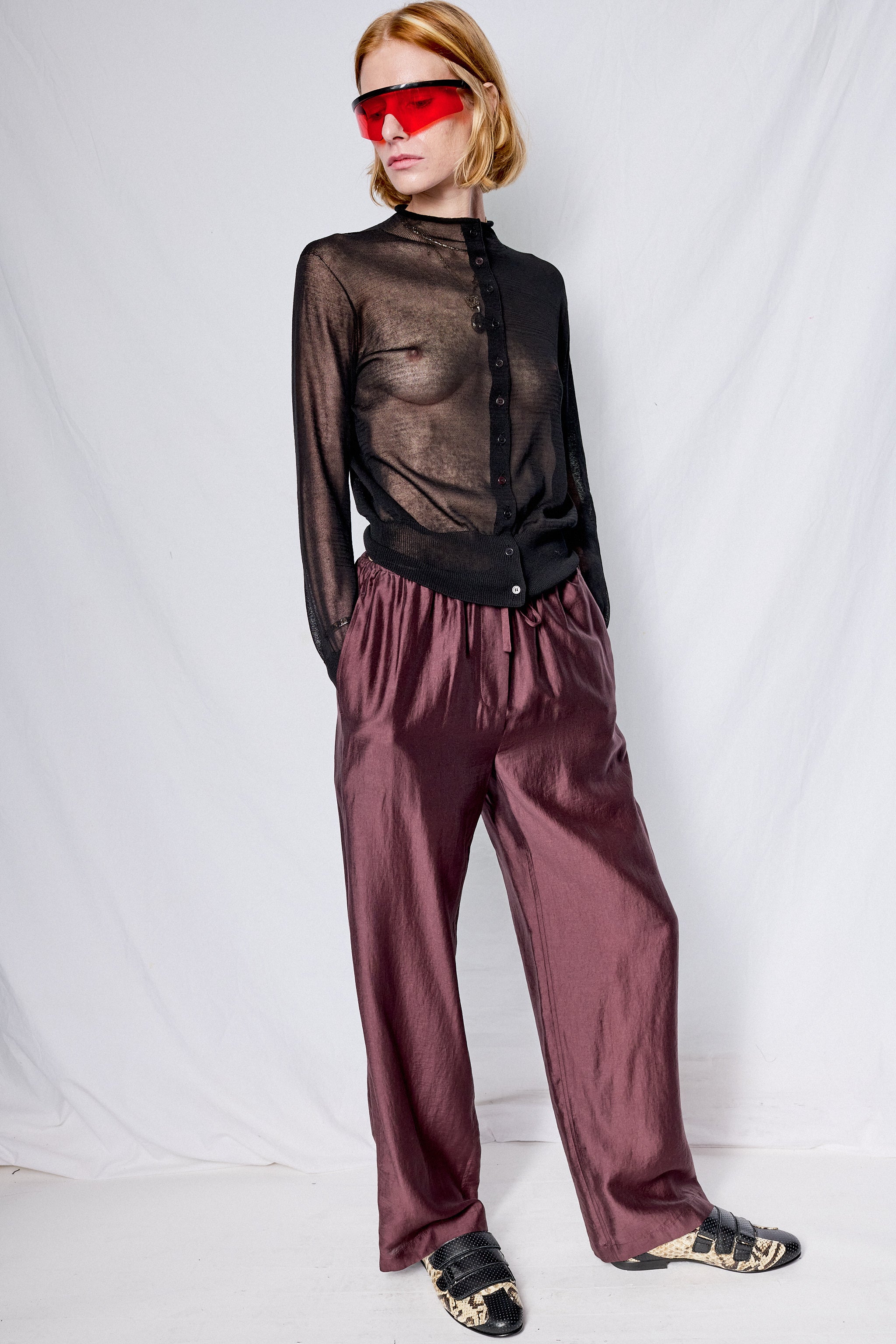 Black Whole Garment Sheer Cardigan