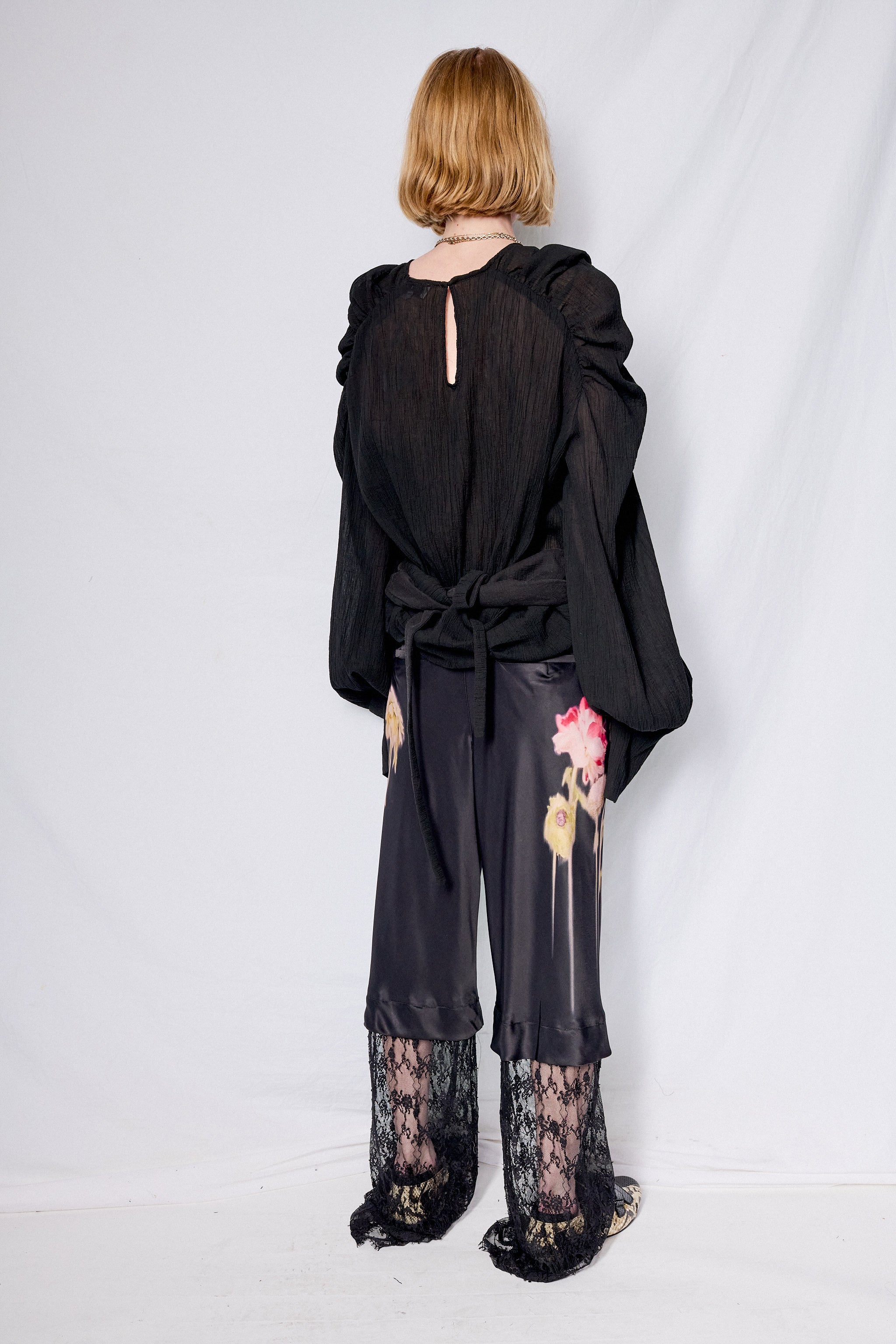 Black Flower Drip Iris Top