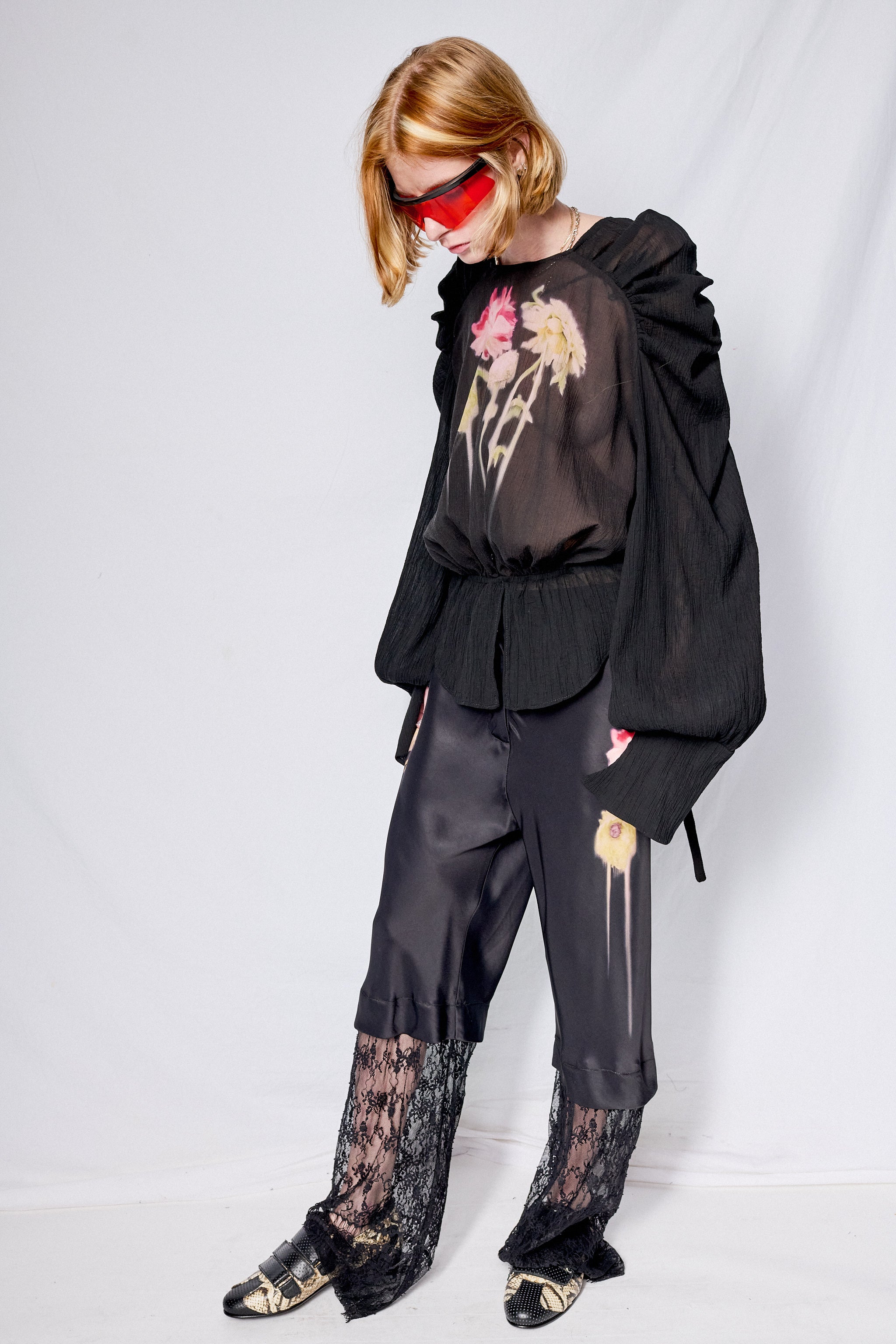 Black Flower Drip Dante Lace Trouser