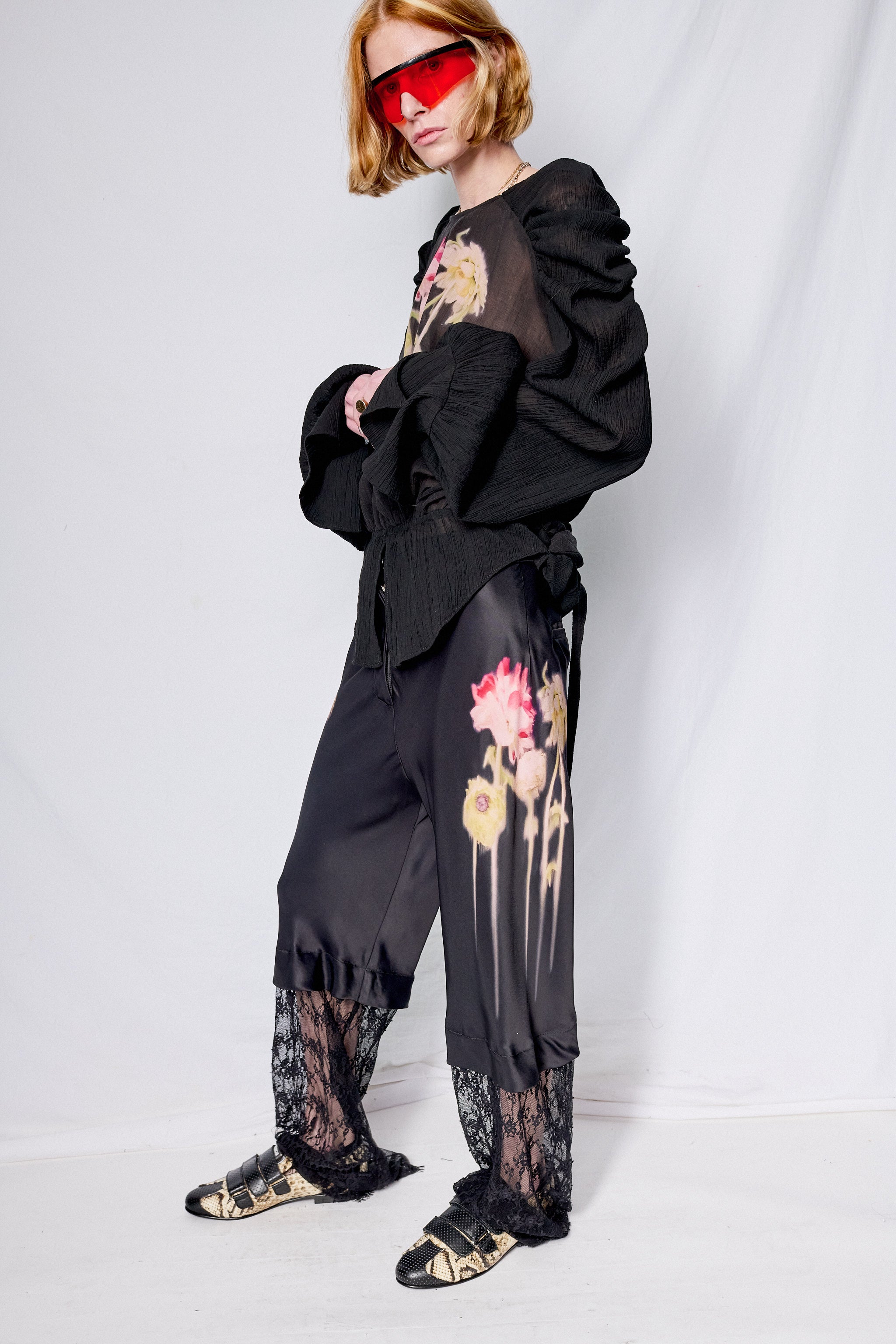 Black Flower Drip Dante Lace Trouser