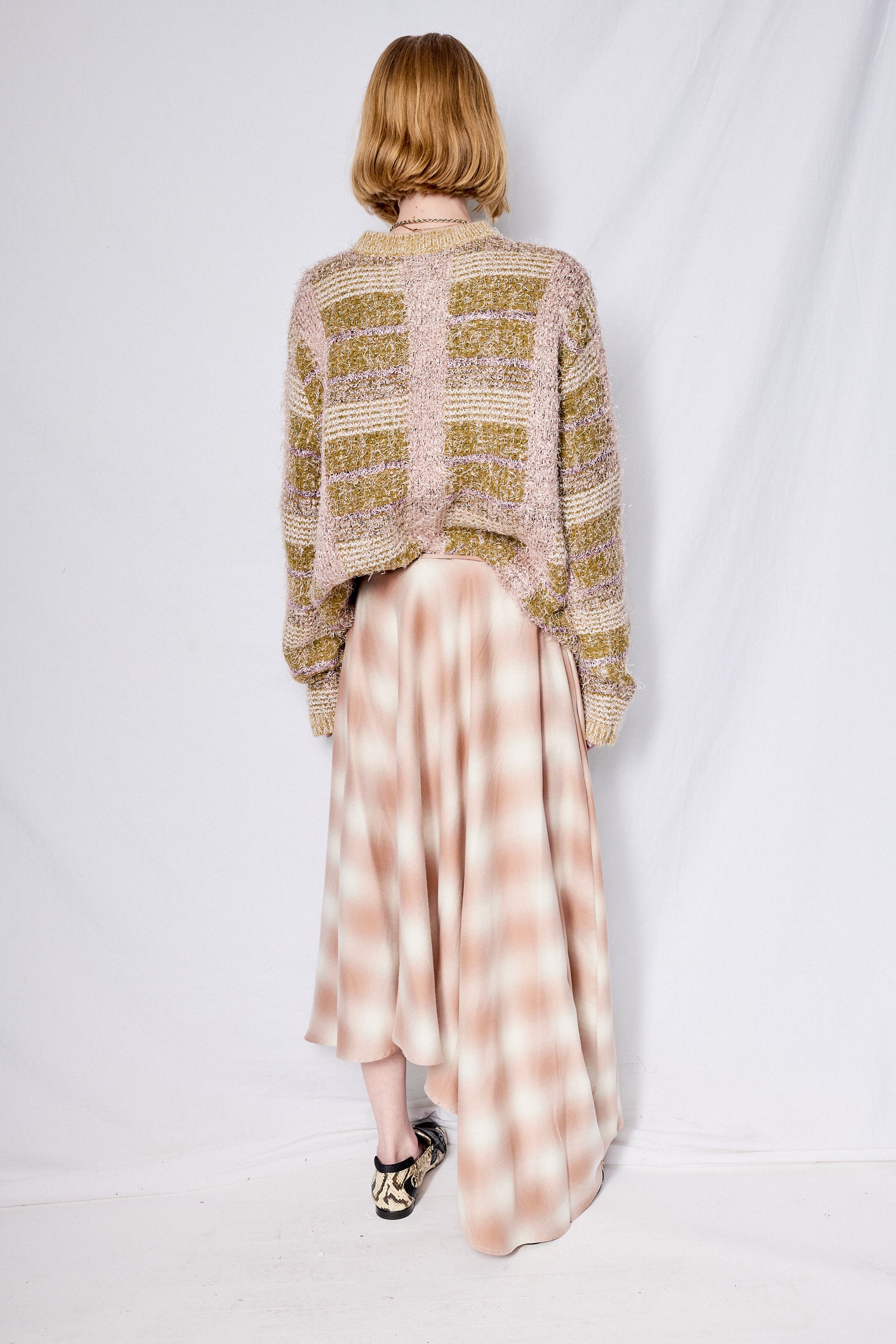 Peach Plaid Tulip Skirt