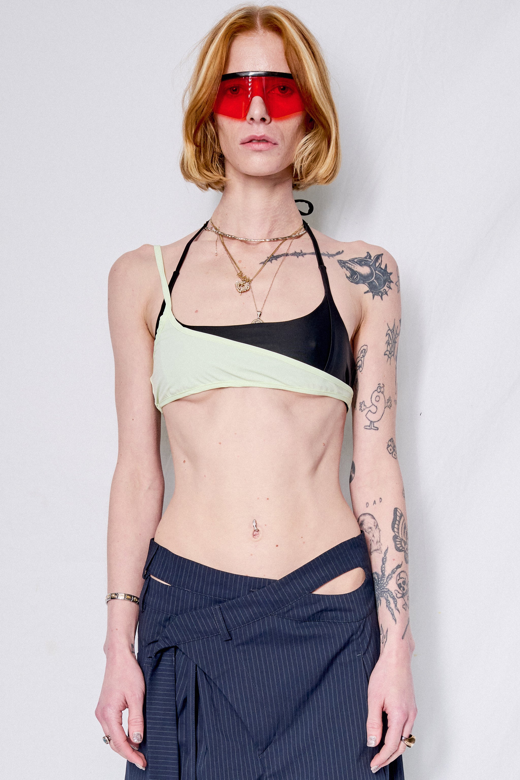 Green/Black Bikini Top