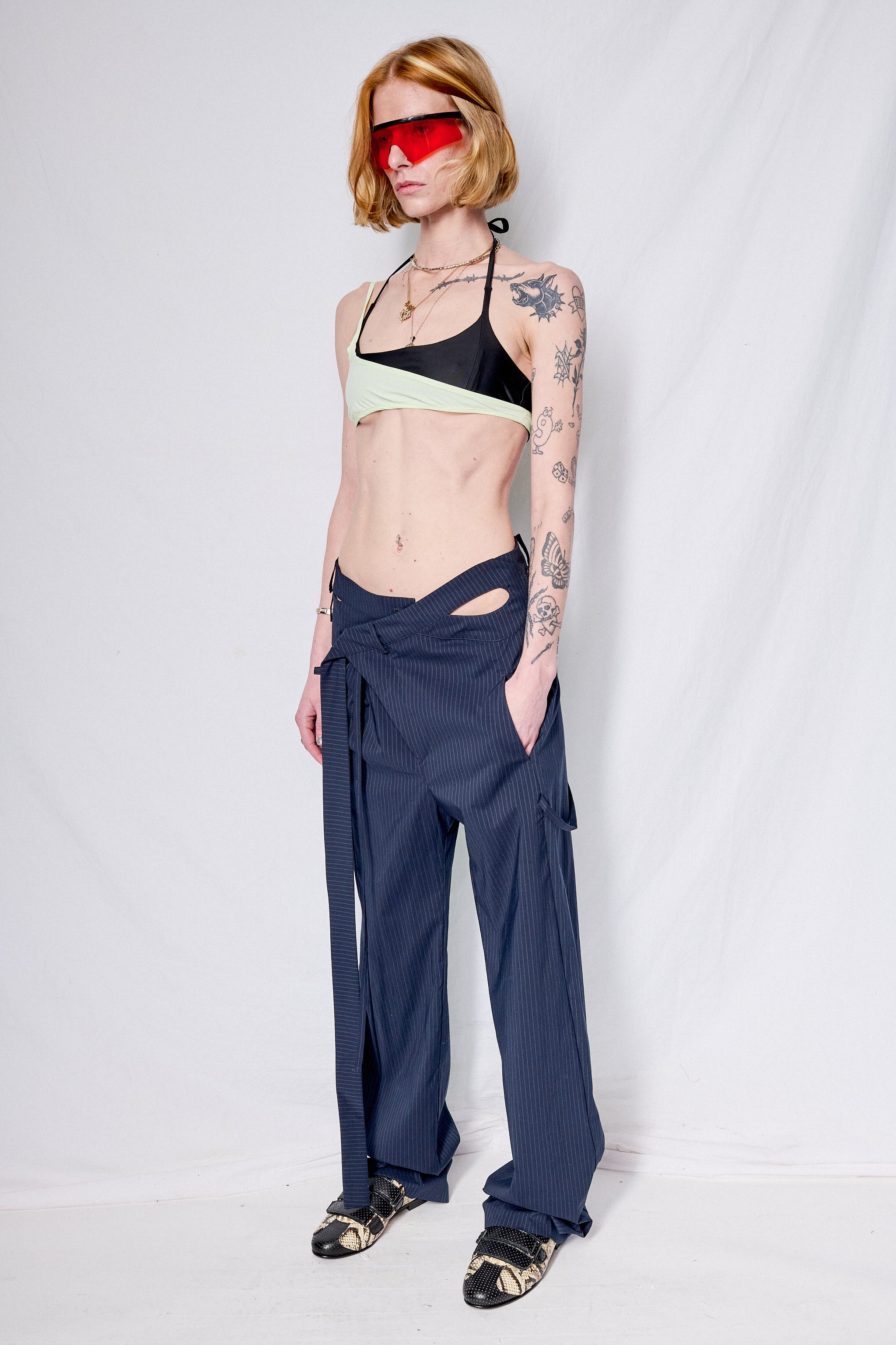 Green/Black Bikini Top