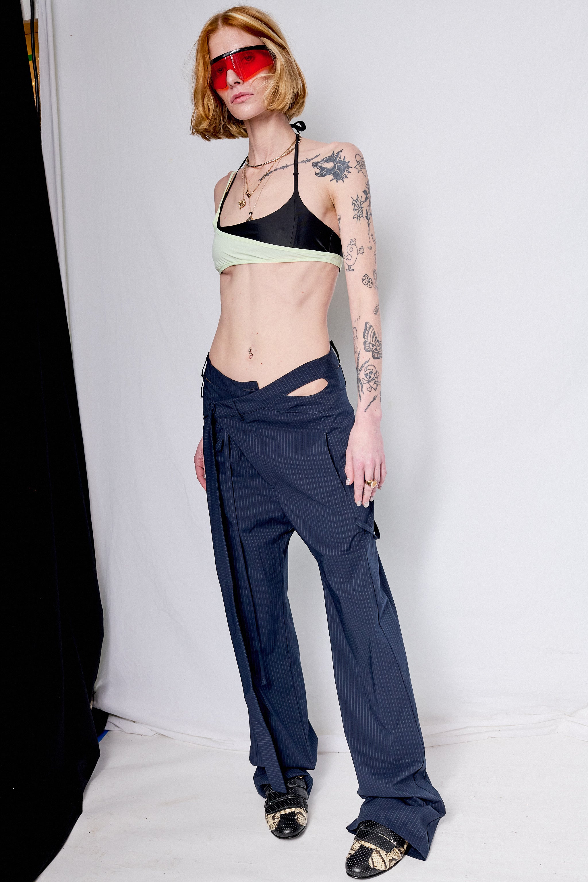 Green/Black Bikini Top